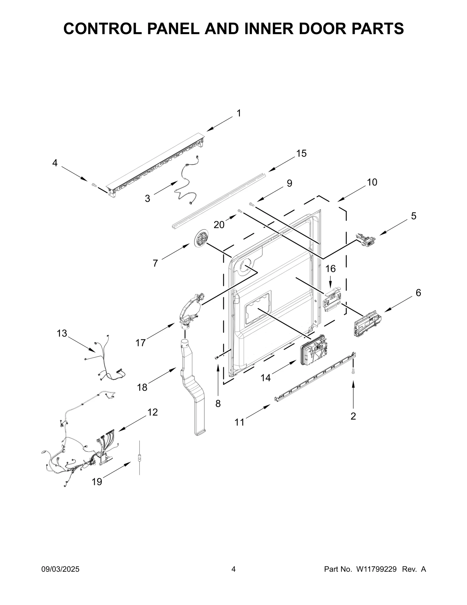 CONTROL PANEL AND INNER DOOR PARTS