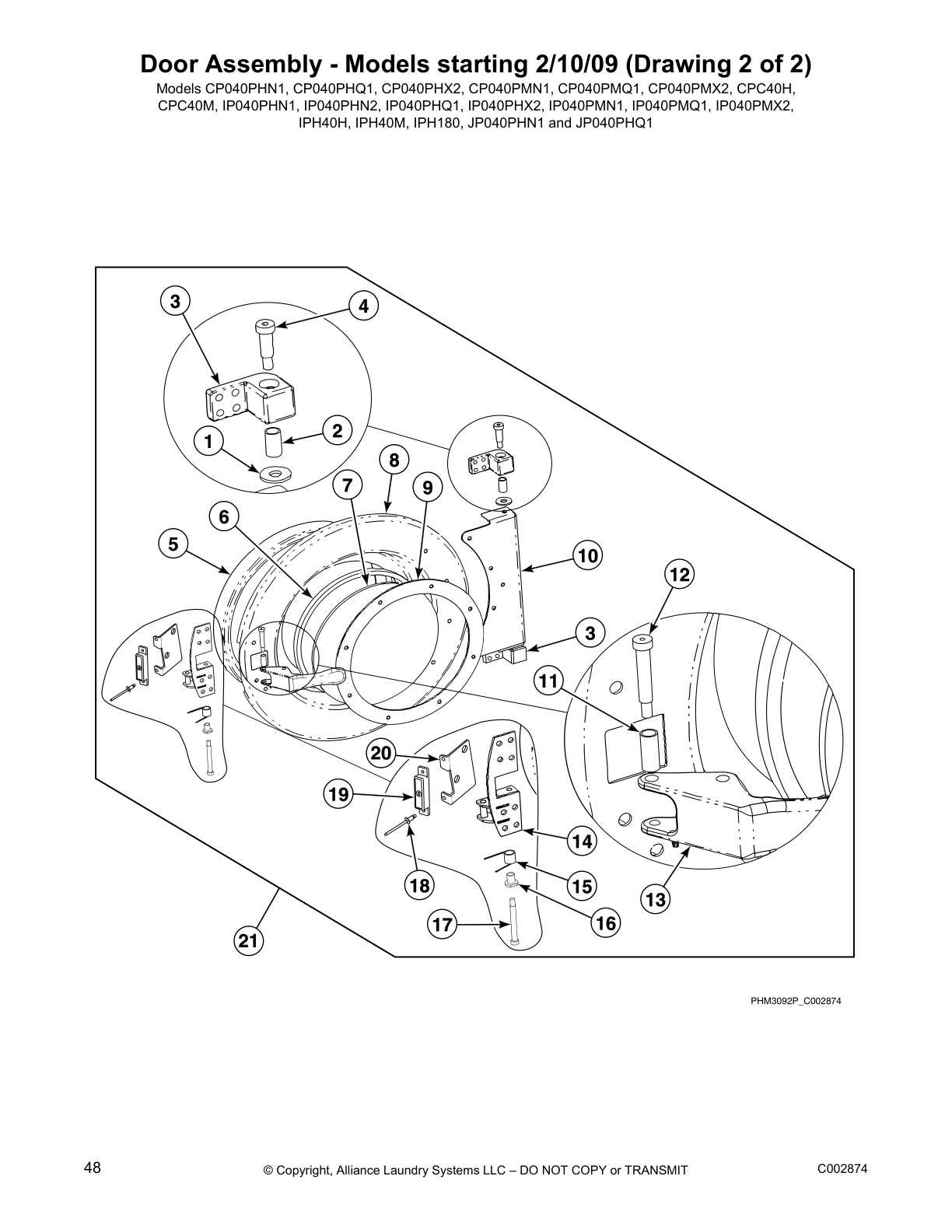 Door Assembly - Models starting 2/10/09 (Drawing 2 of 2)
