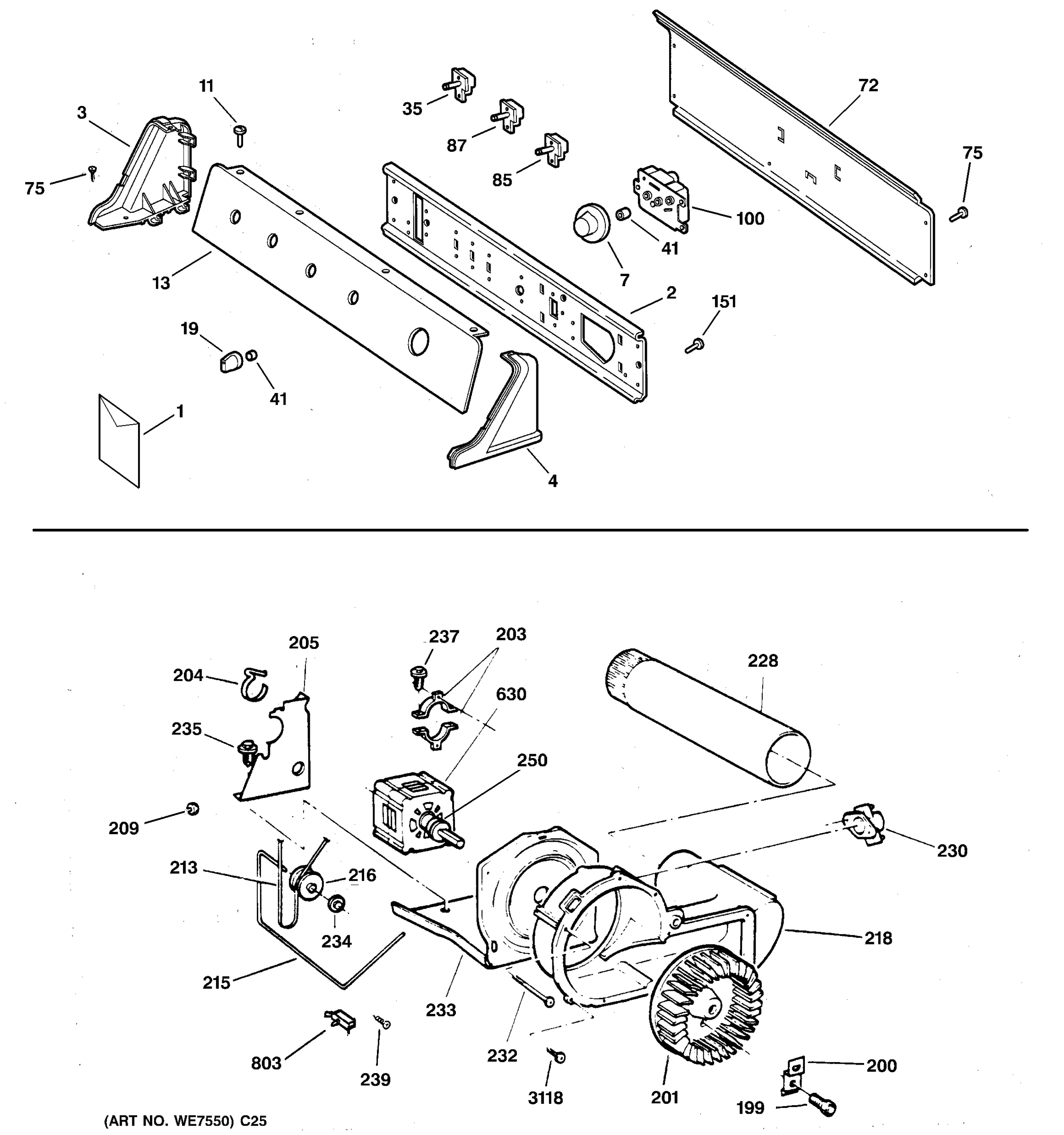 BACKSPLASH, BLOWER & MOTOR ASSEMBLY