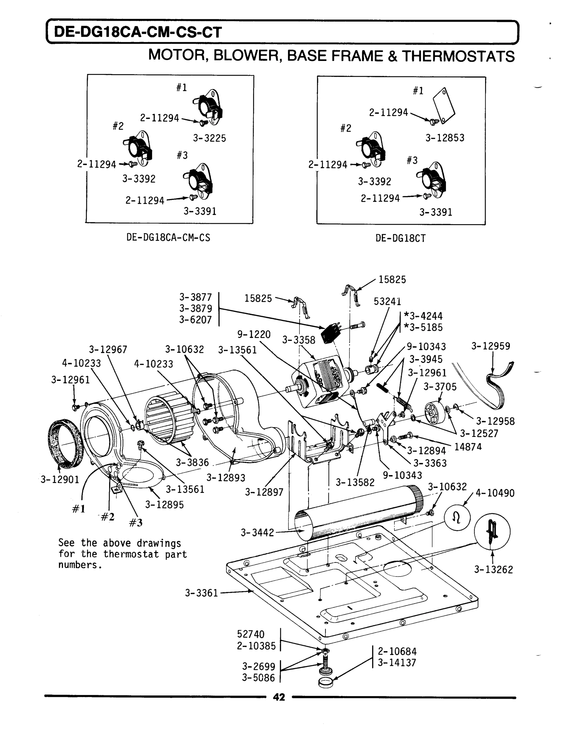 08 - MOTOR, BLOWER, BASE FRAME & THERMOSTATS