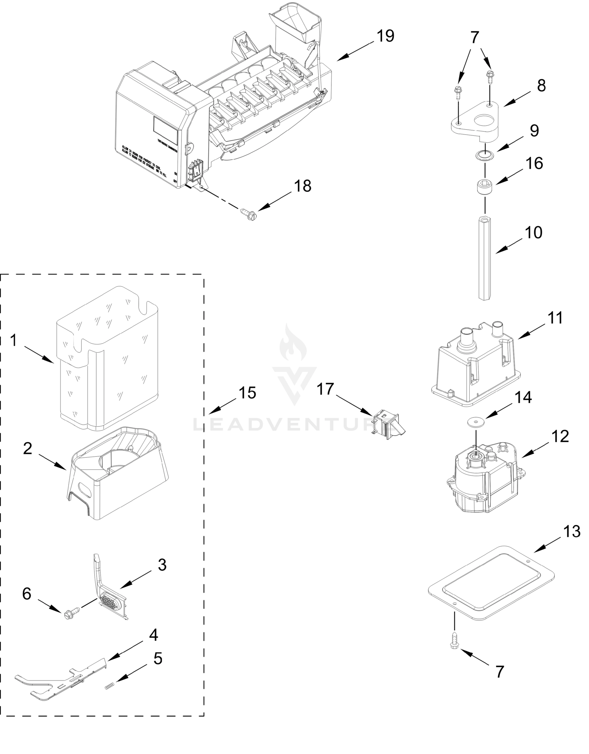 ICEMAKER AND ICE CONTAINER PARTS