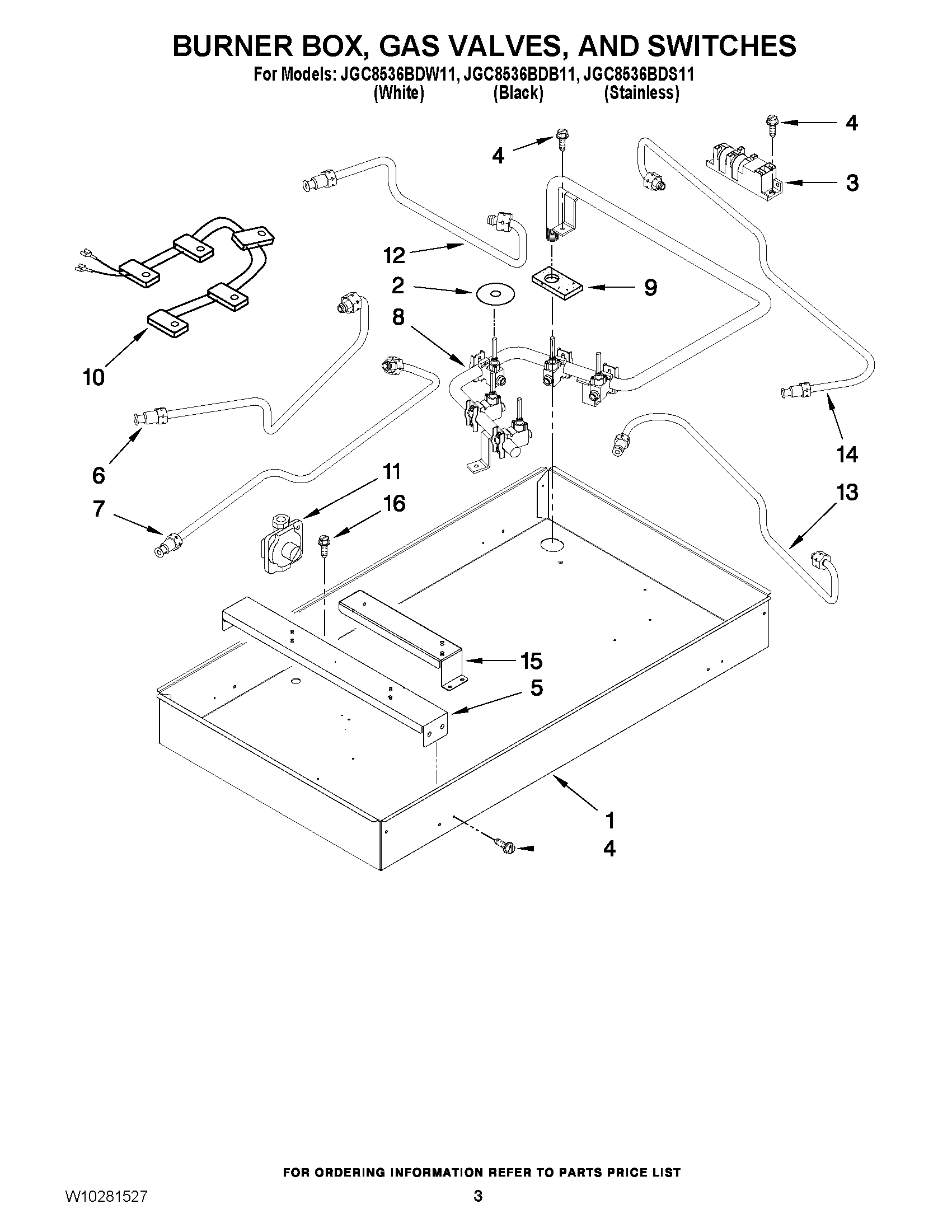 02 - BURNER BOX, GAS VALVES, AND SWITCHES