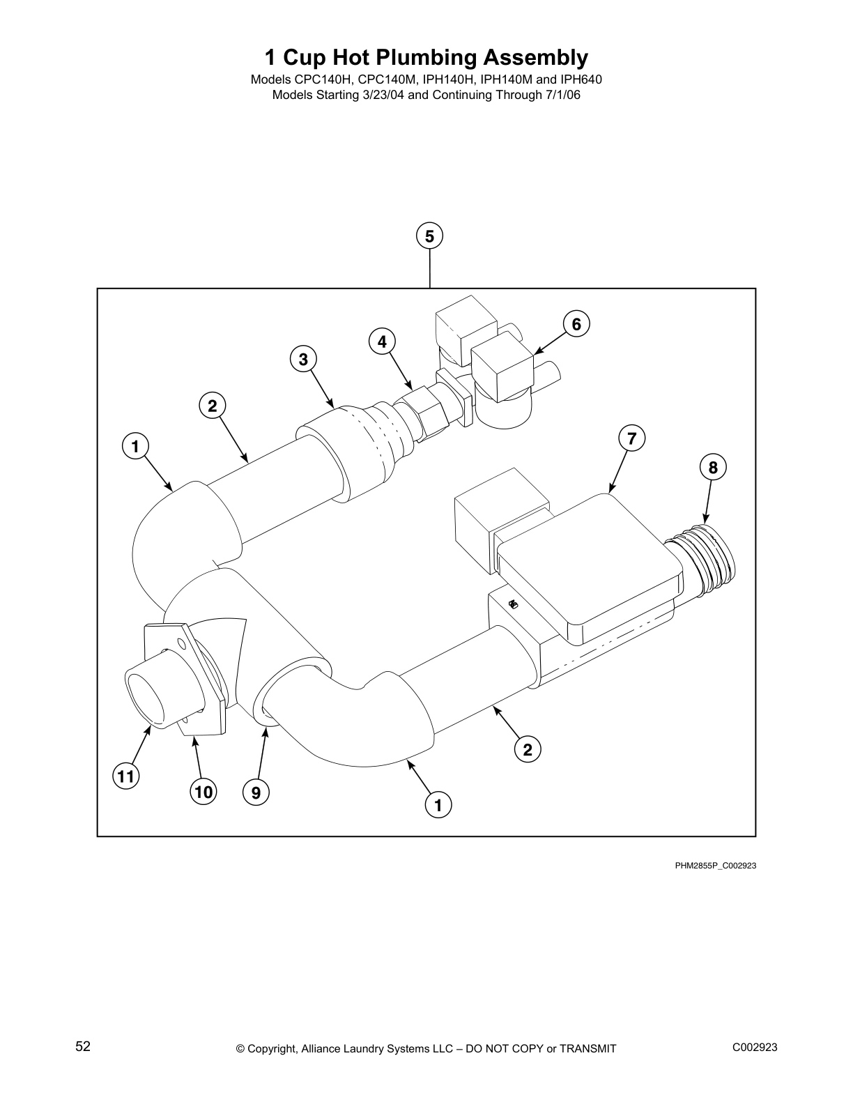 1 Cup Hot Plumbing Assembly