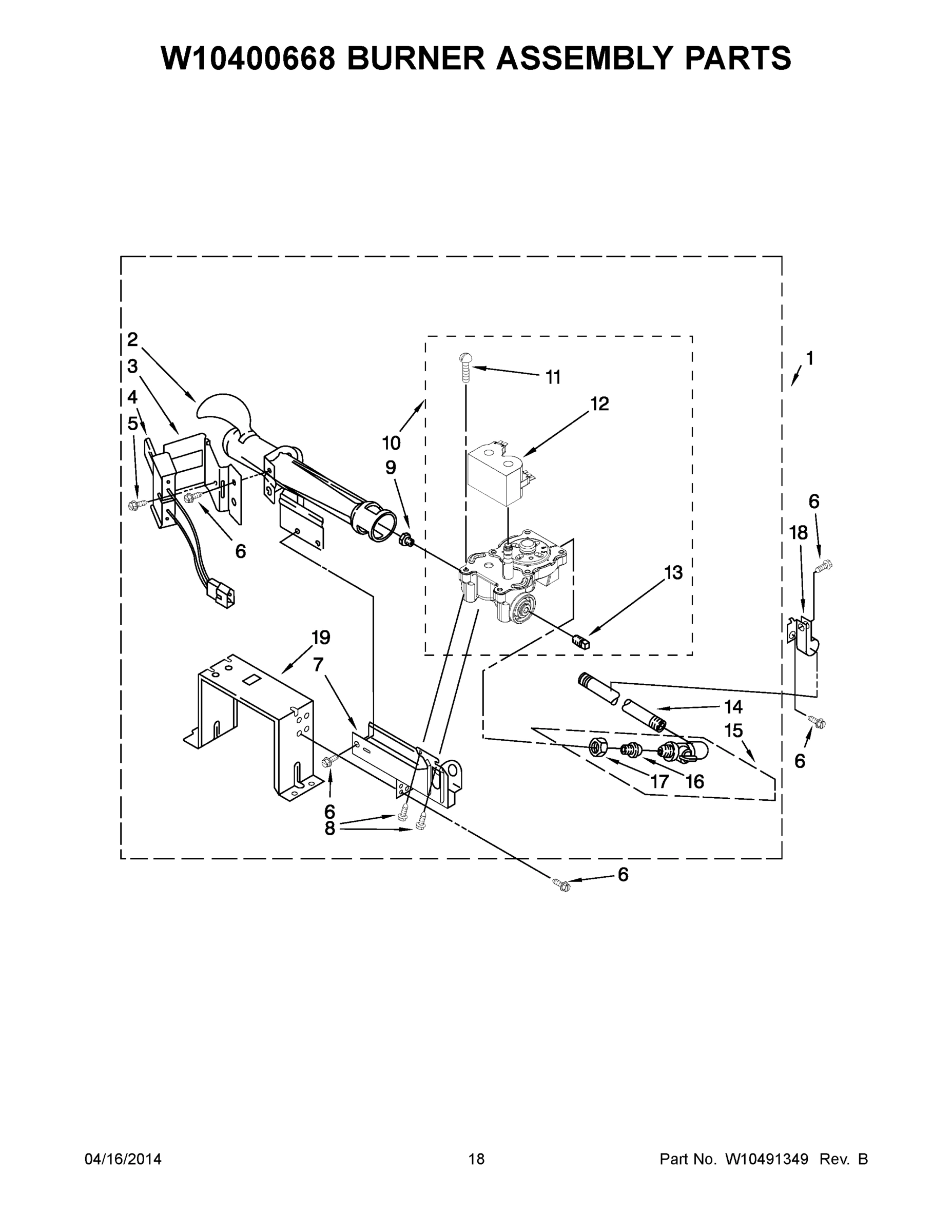 10 - W10400668 BURNER ASSEMBLY PARTS