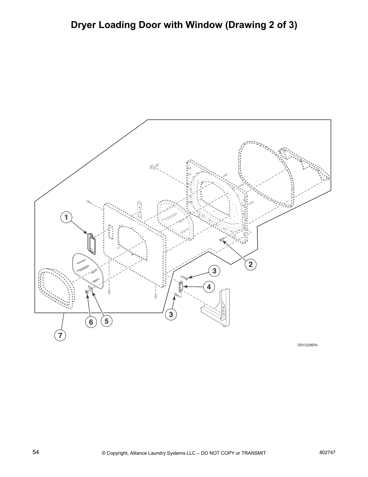 Dryer Loading Door with Window (Drawing 2 of 3)