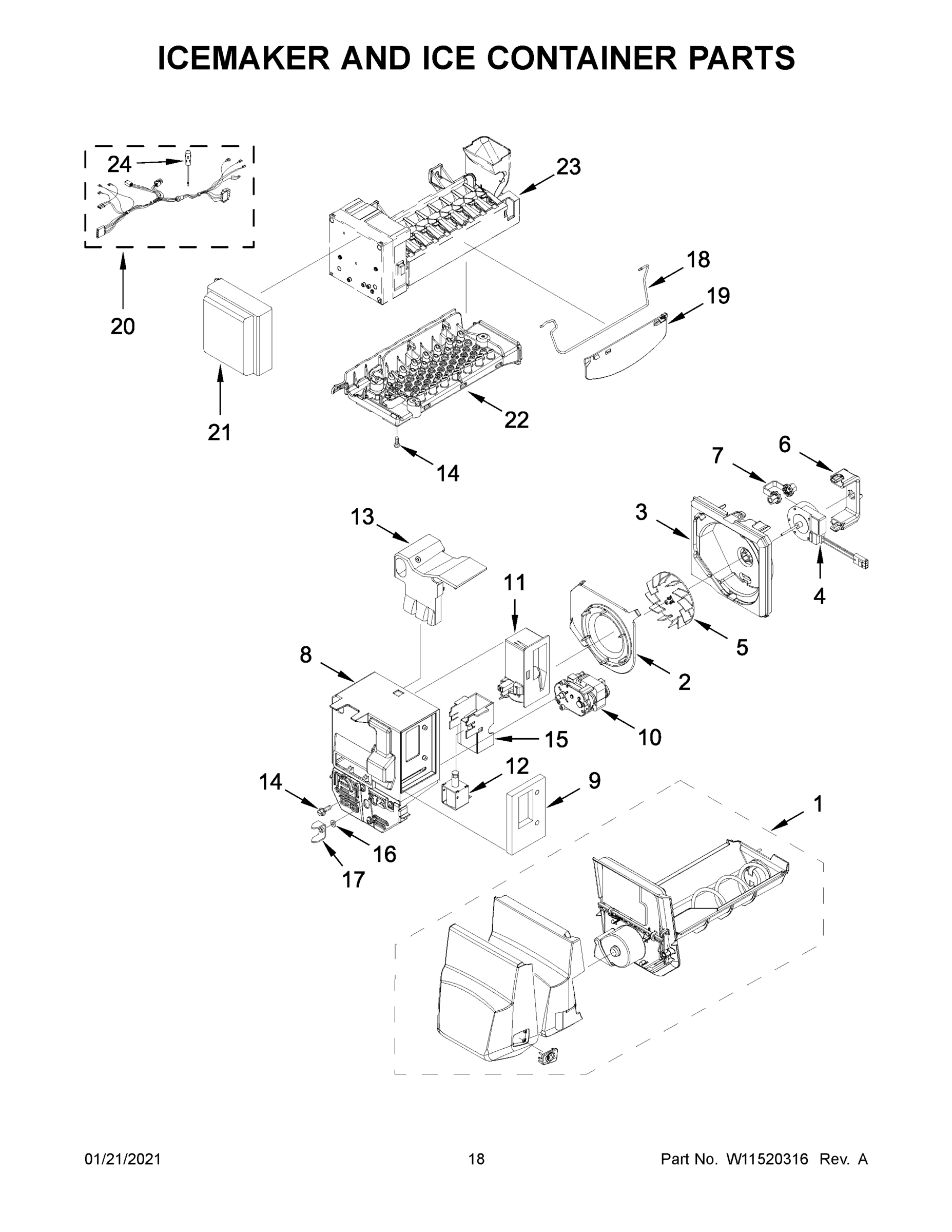 10 - ICEMAKER AND ICE CONTAINER PARTS