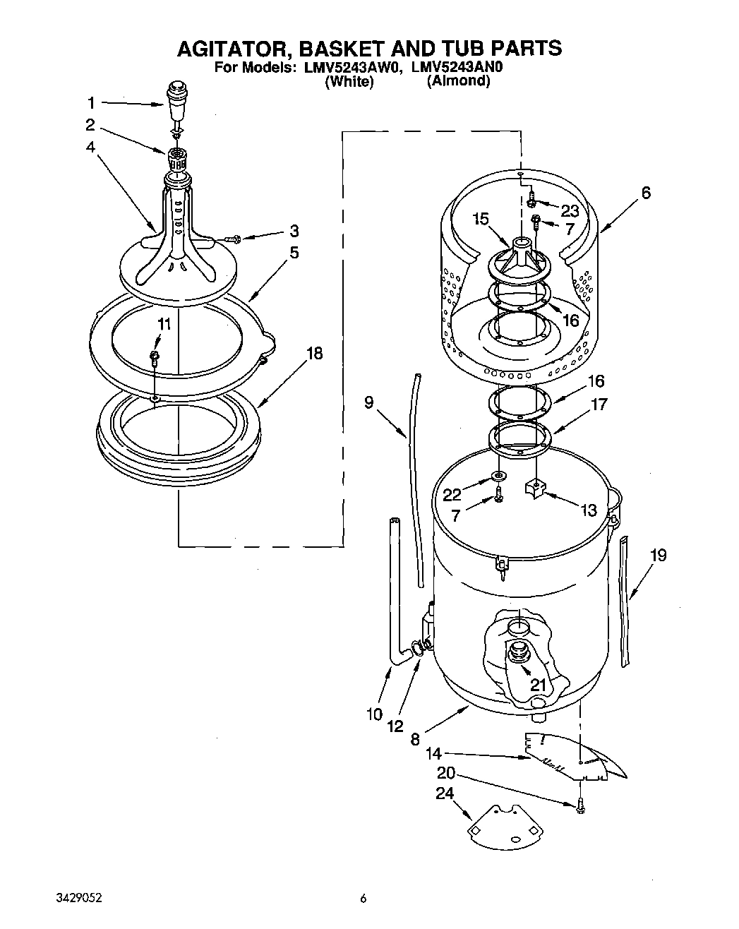 03 - AGITATOR, BASKET AND TUB