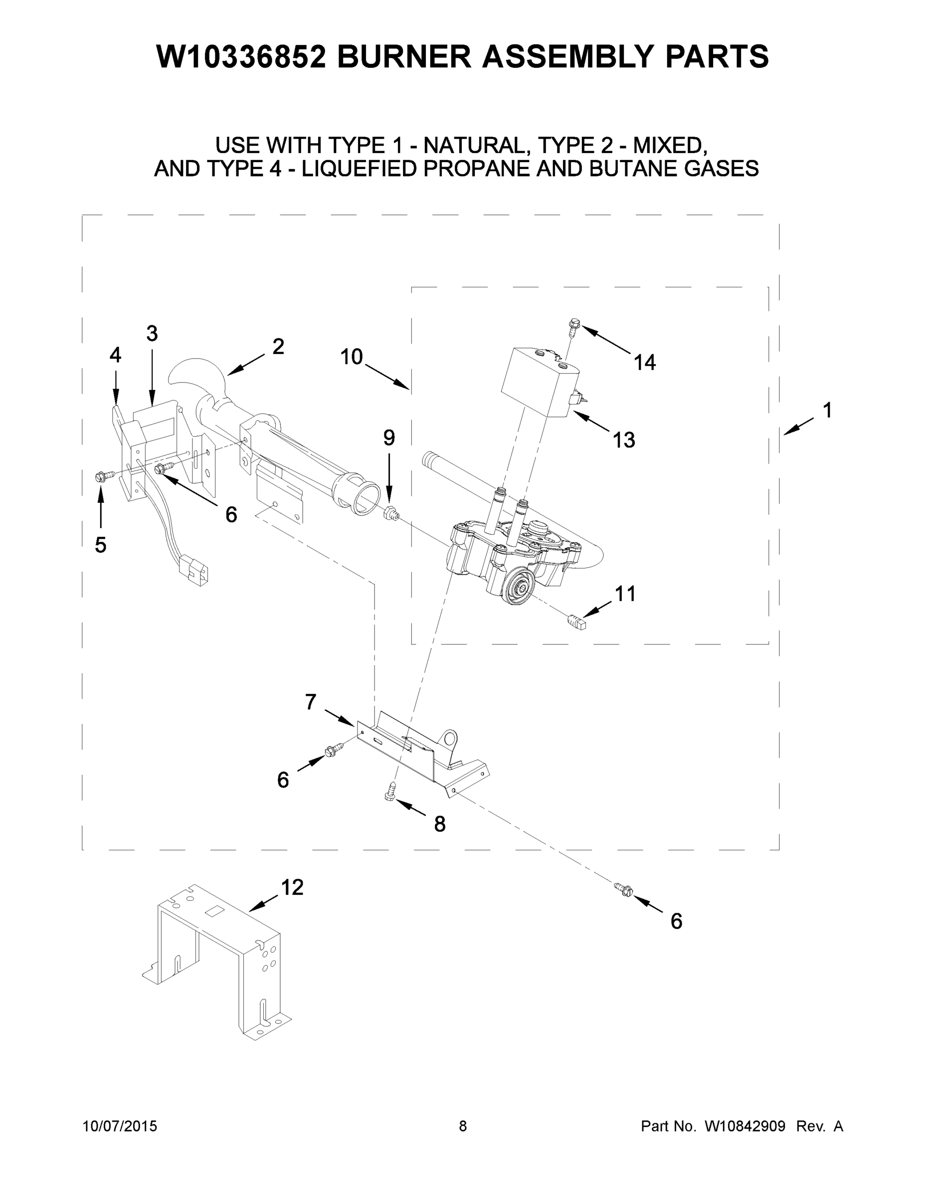05 - W10336852 BURNER ASSEMBLY PARTS
