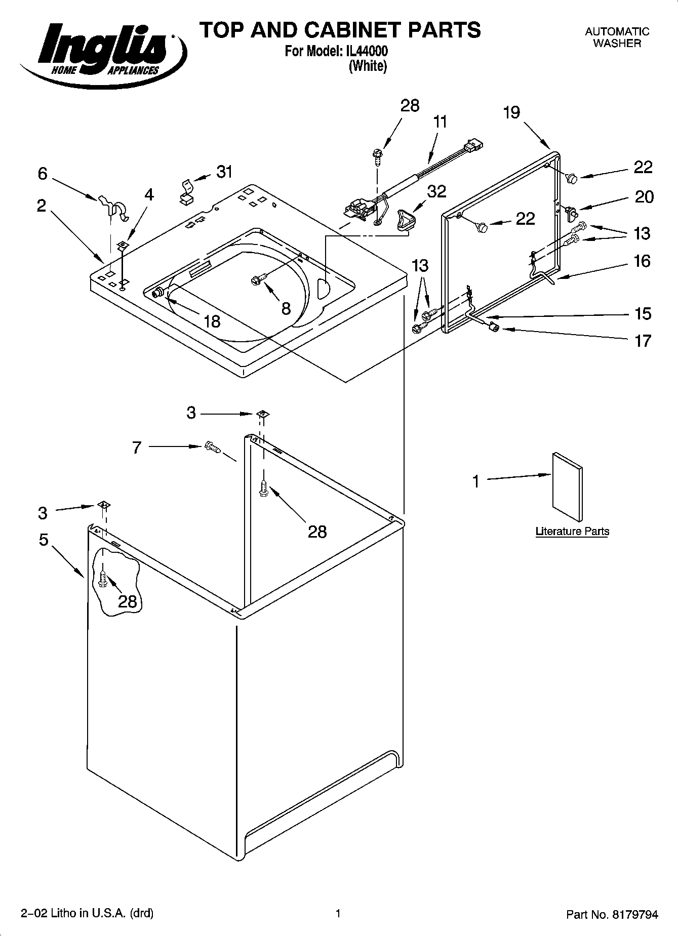 01 - TOP AND CABINET PARTS