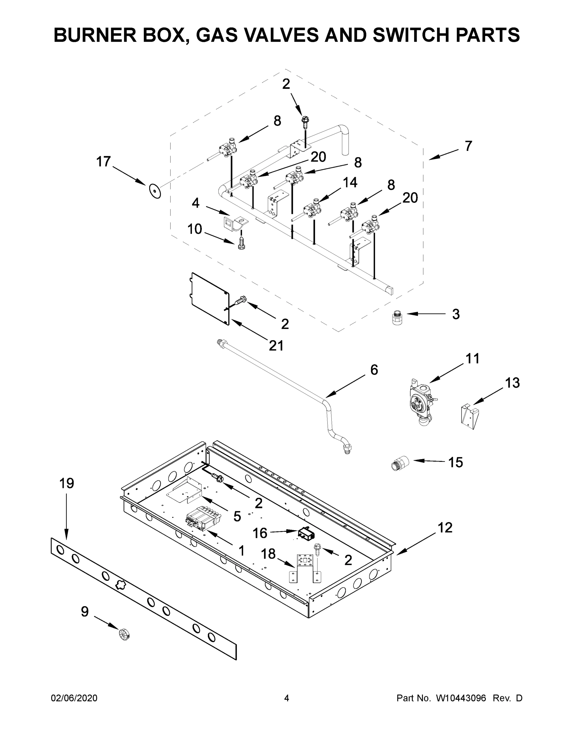 03 - BURNER BOX, GAS VALVES AND SWITCH PARTS