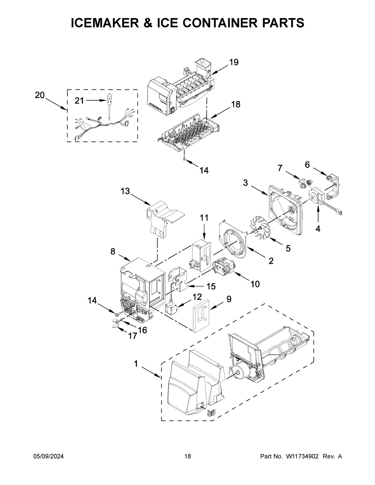10 - ICEMAKER & ICE CONTAINER PARTS