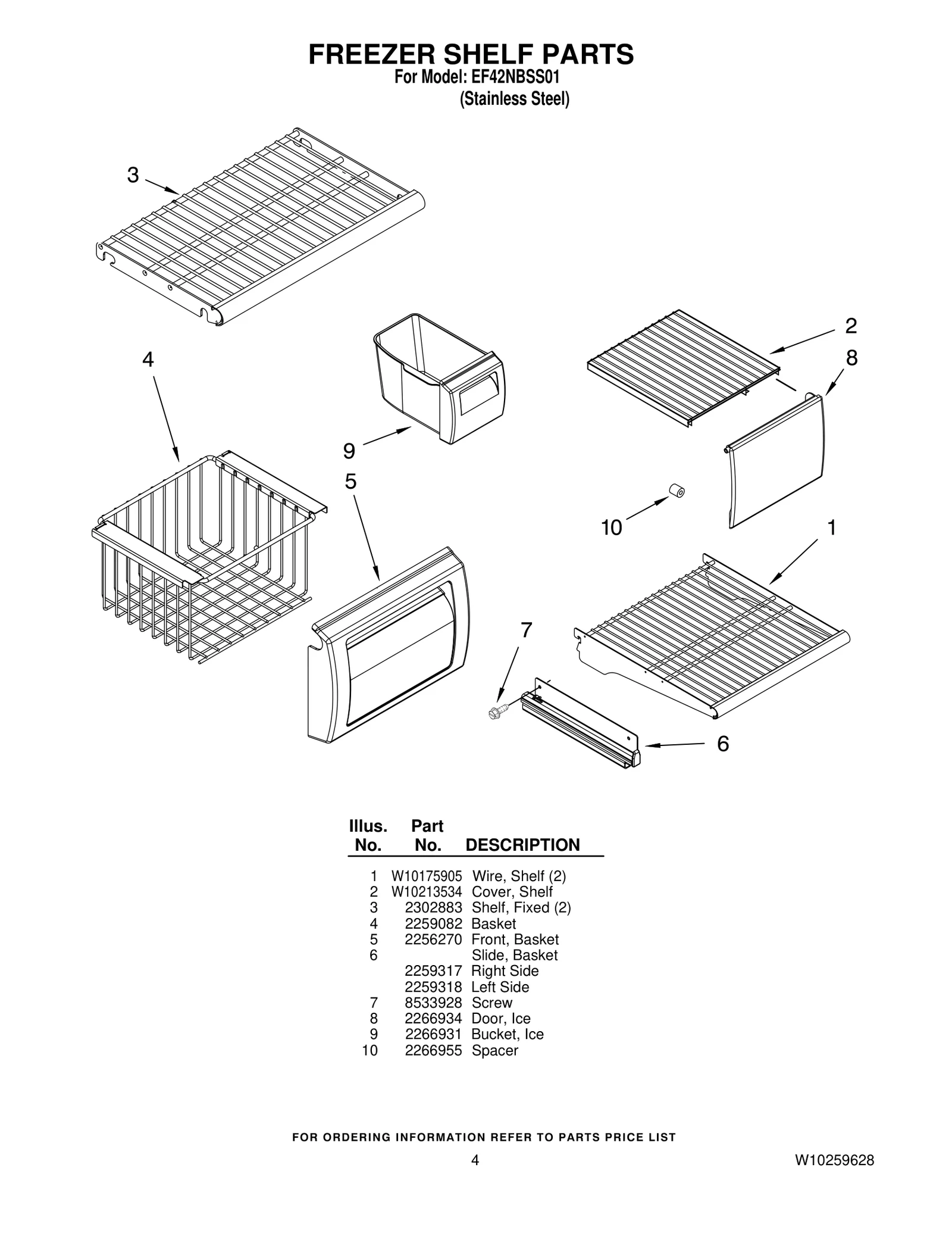 FREEZER SHELF PARTS