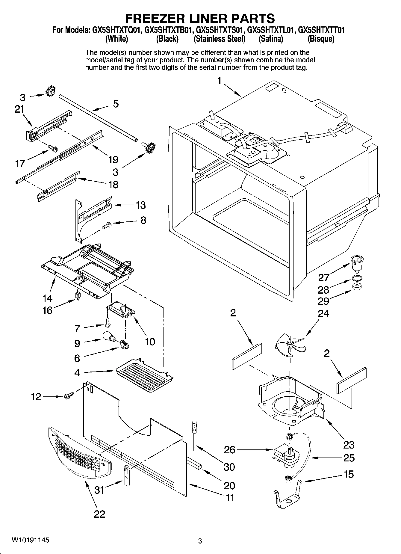 02 - FREEZER LINER PARTS