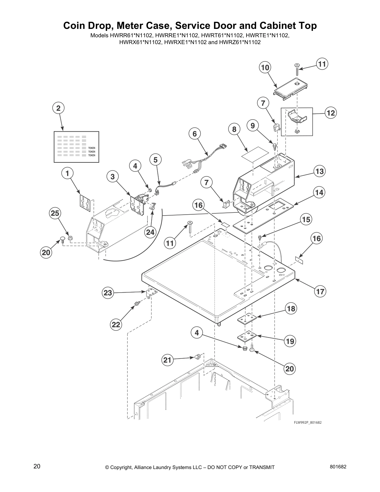 Coin Drop, Meter Case, Service Door and Cabinet Top