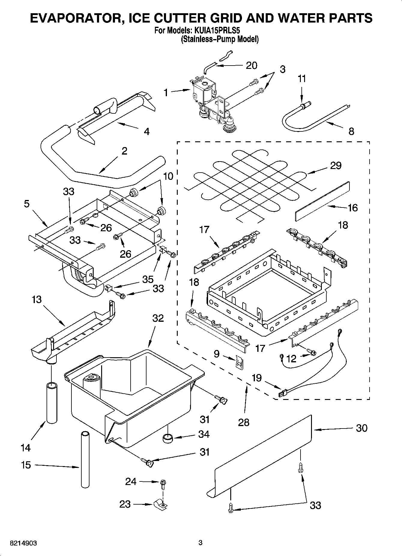 02 - EVAPORATOR, ICE CUTTER GRID AND WATER PARTS