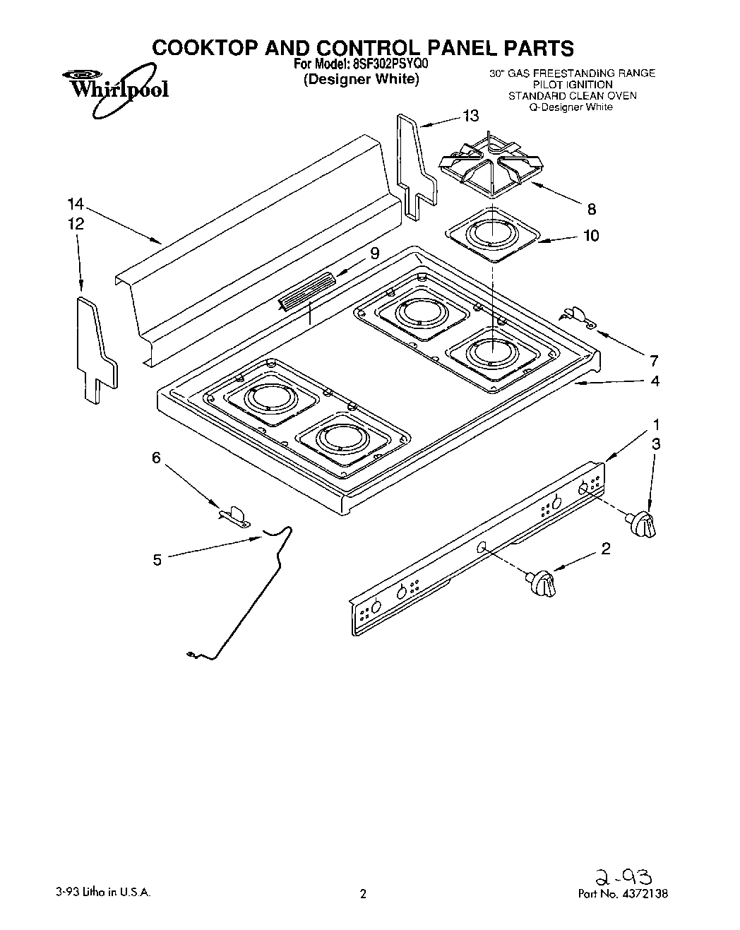 01 - COOKTOP AND CONTROL PANEL, LIT/OPTIONAL