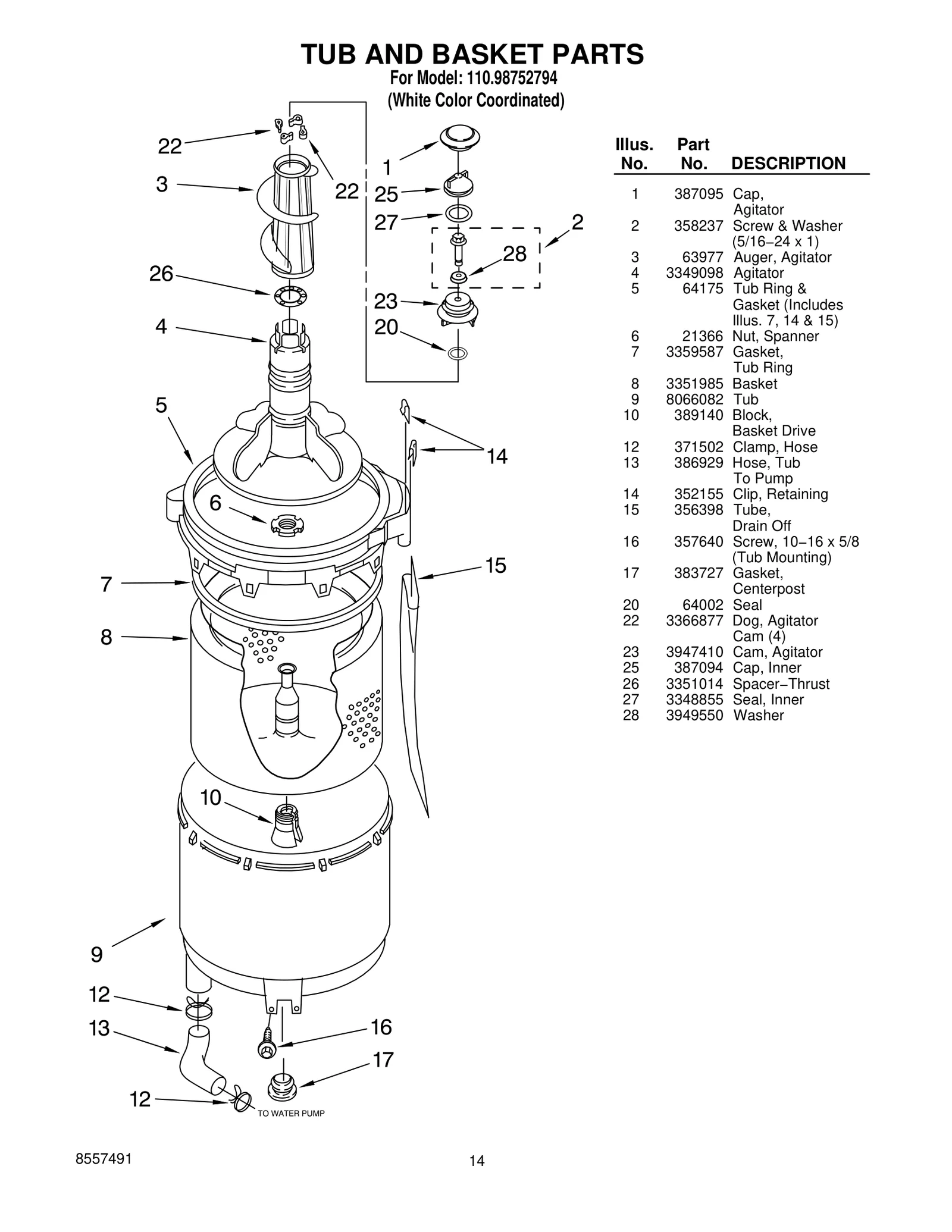 TUB AND BASKET PARTS