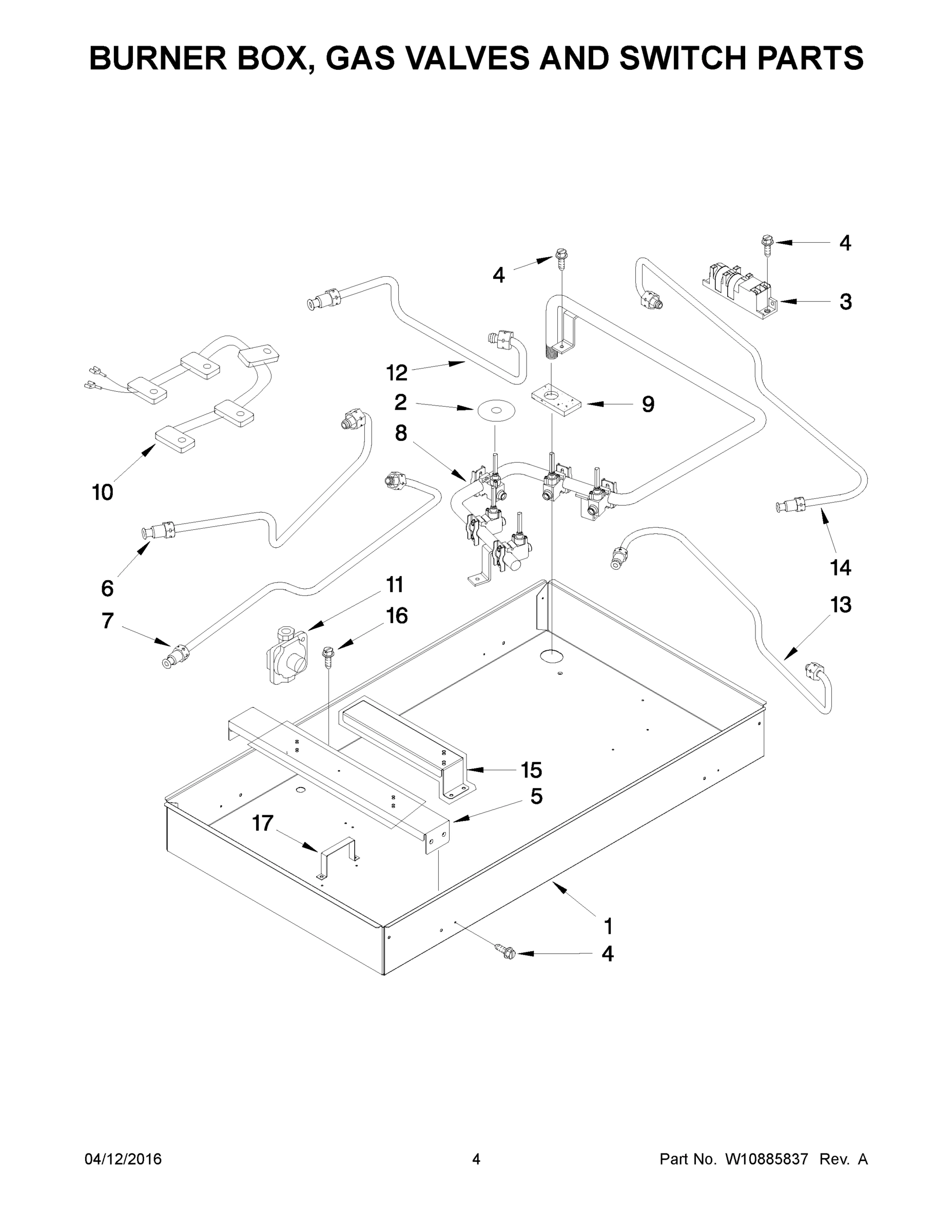 03 - BURNER BOX, GAS VALVES AND SWITCH PARTS