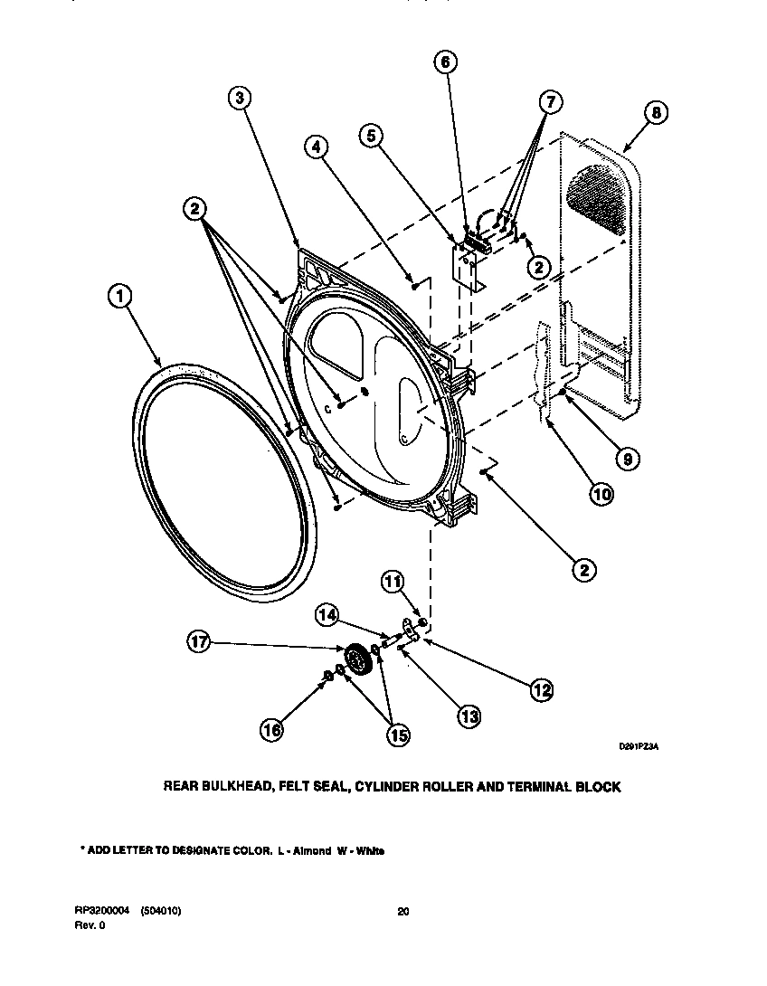 01 - BULKHEAD/FELT SEAL/CYL ROLLER & TERM BLK