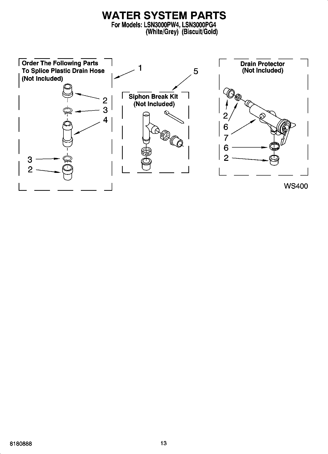 09 - WATER SYSTEM PARTS, OPTIONAL PARTS (NOT INCLUDED)