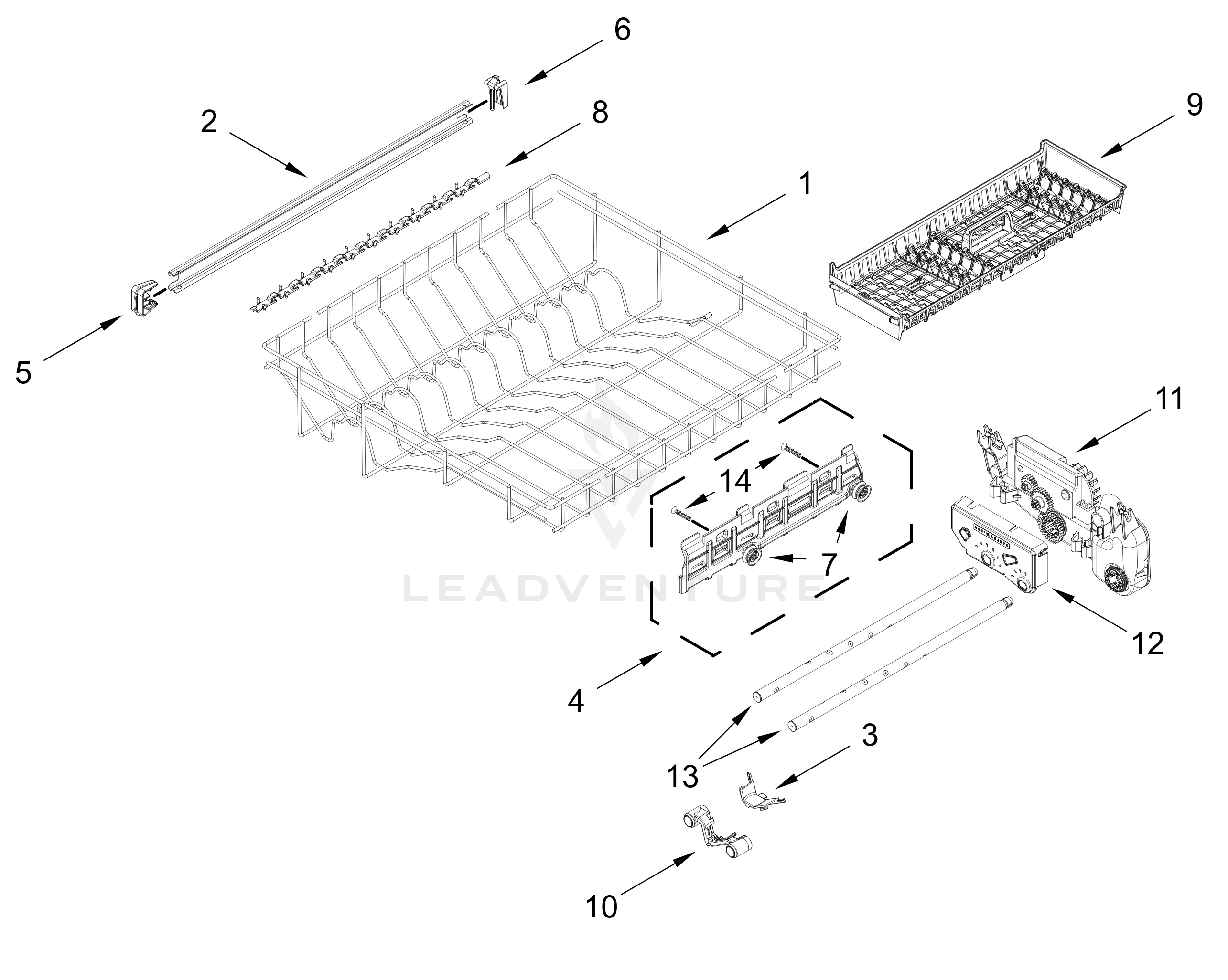 THIRD LEVEL RACK AND TRACK PARTS