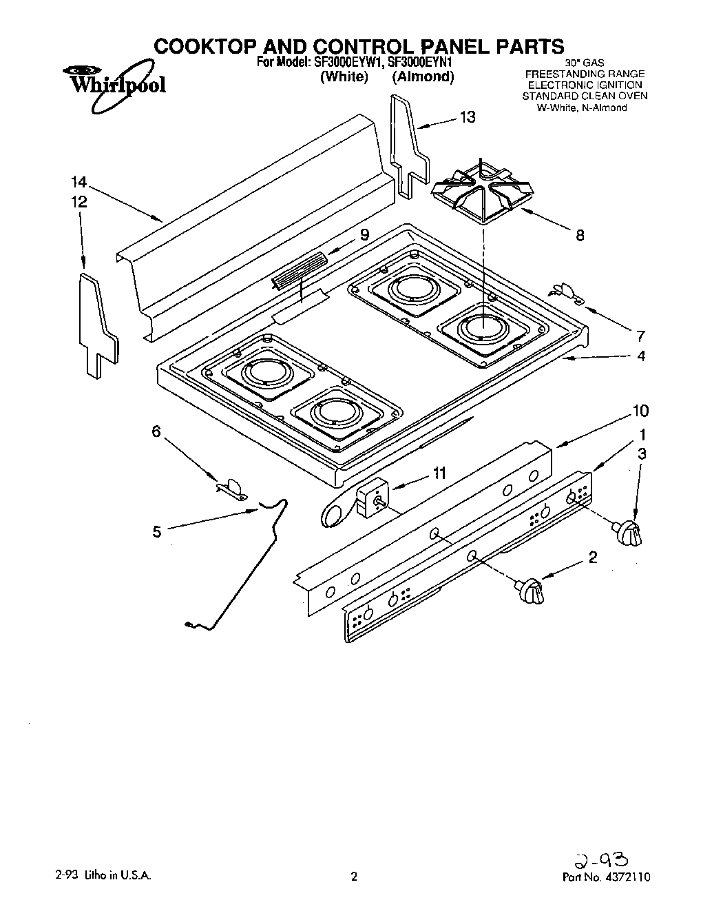 01 - COOKTOP AND CONTROL PANEL, LIT/OPTIONAL