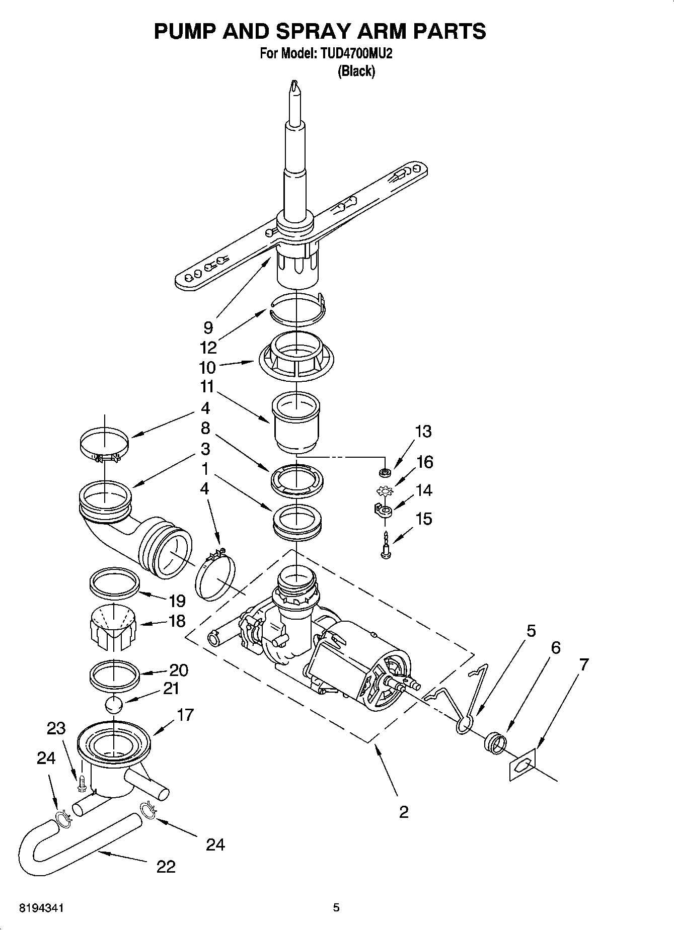 04 - PUMP AND SPRAY ARM PARTS
