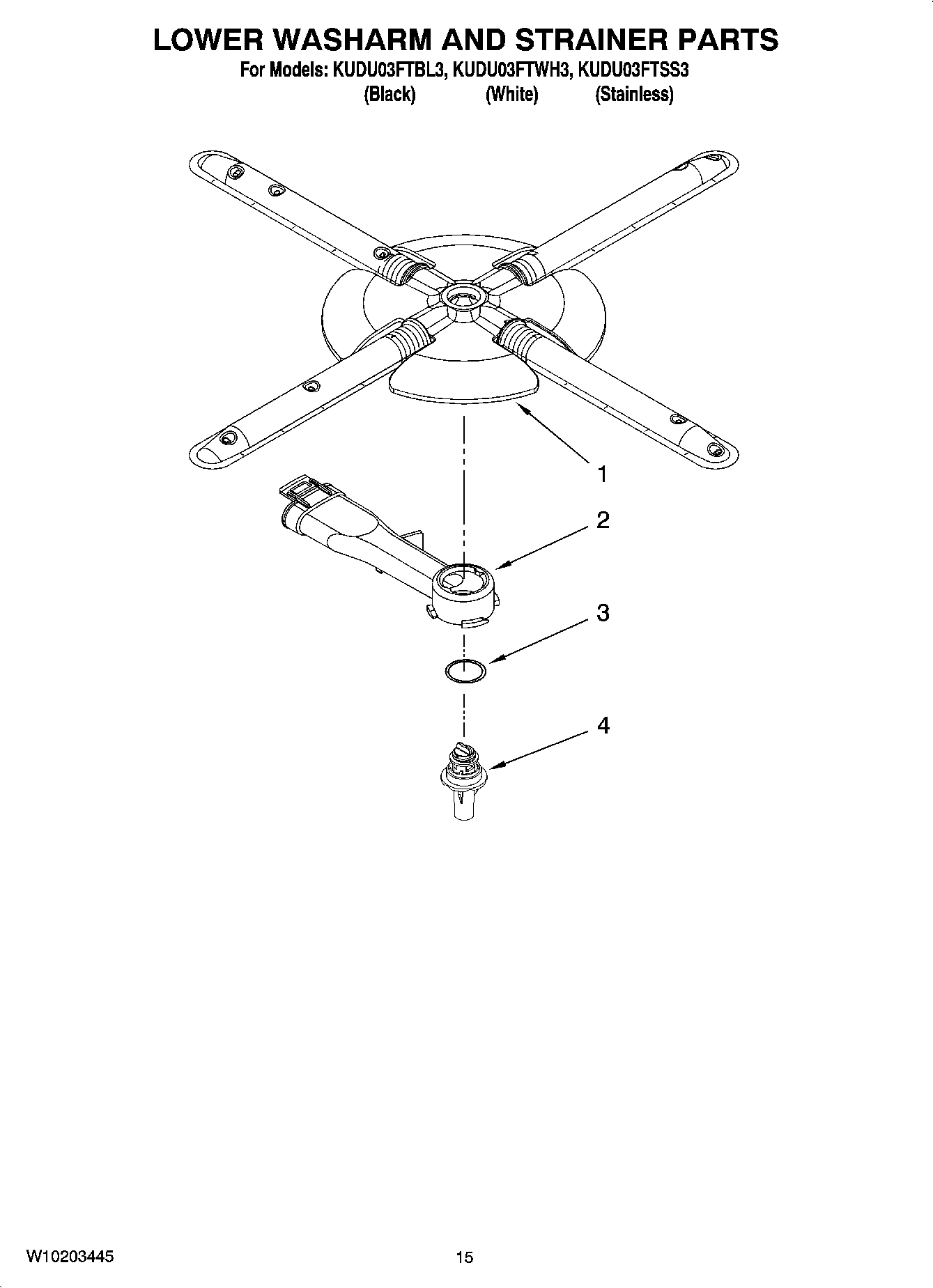 12 - LOWER WASHARM AND STRAINER PARTS, OPTIONAL PARTS (NOT INCLUDED)