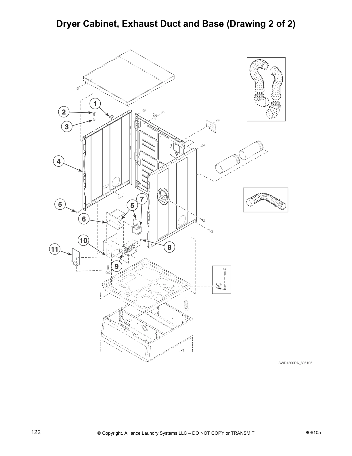 Dryer Cabinet, Exhaust Duct and Base (Drawing 2 of 2)