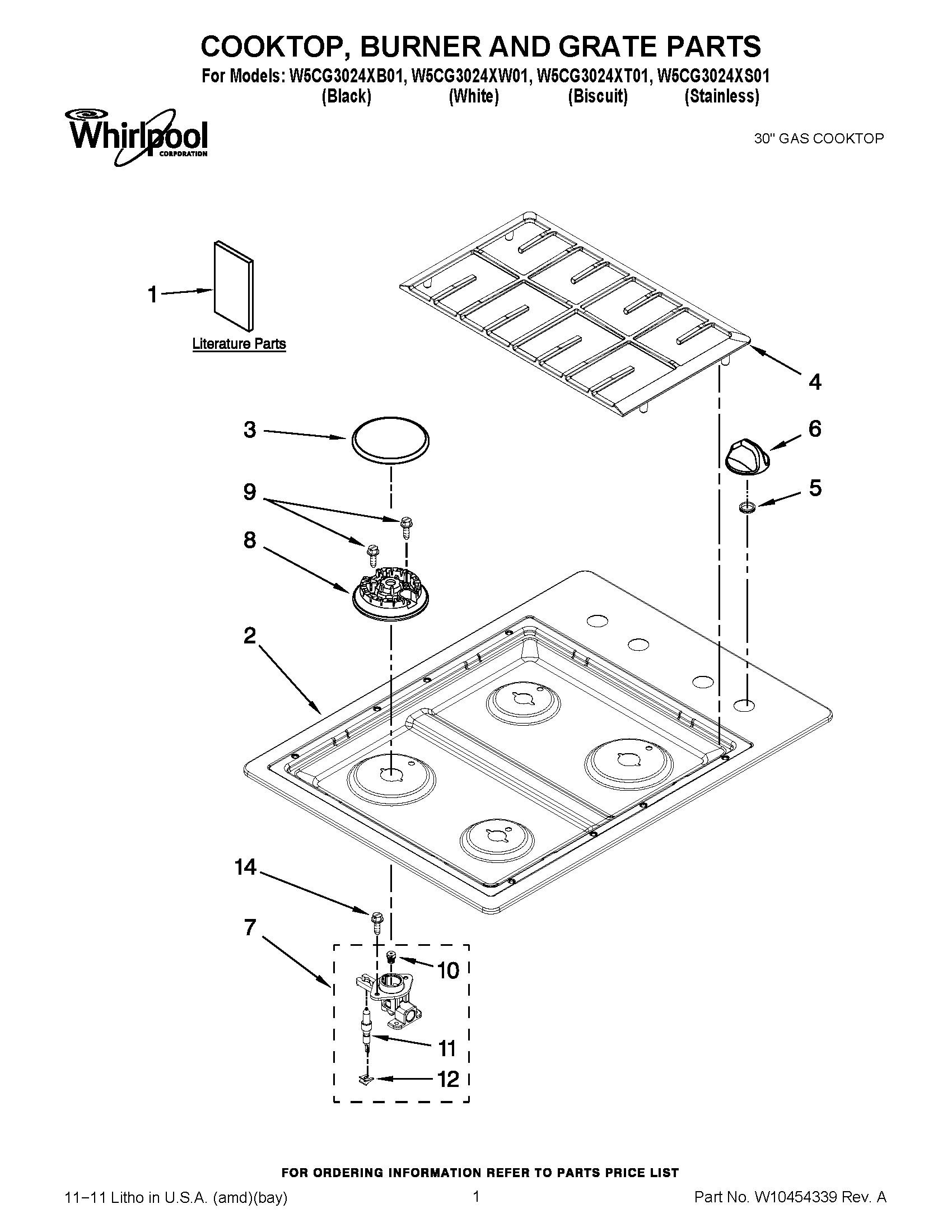 01 - COOKTOP, BURNER AND GRATE PARTS