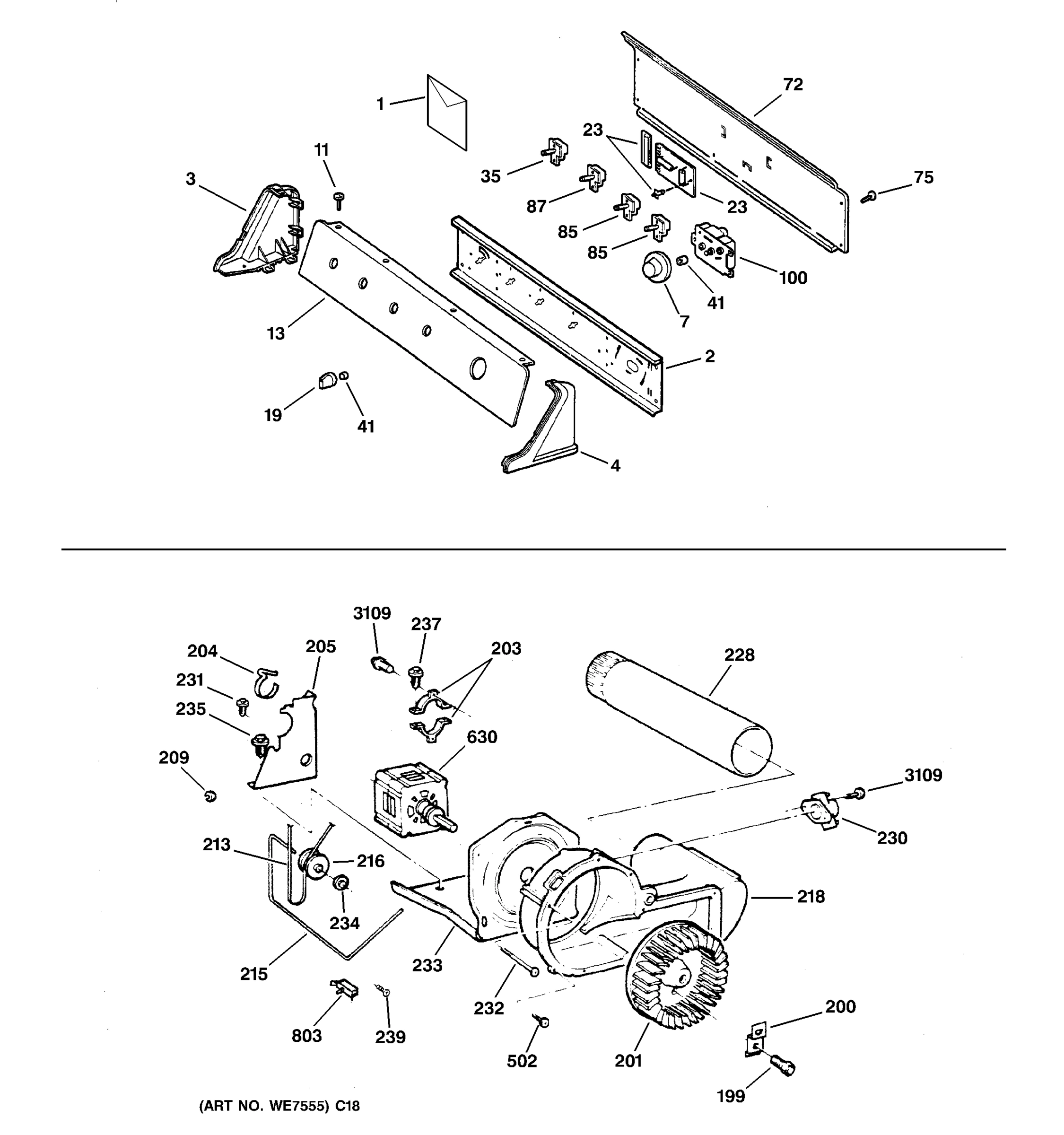 BACKSPLASH, BLOWER & MOTOR ASSEMBLY