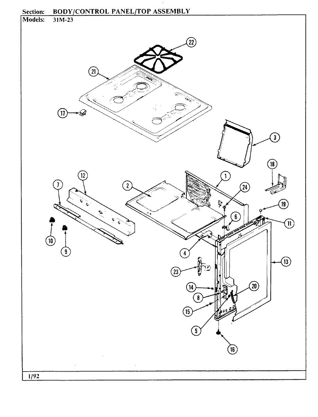 02 - BODY/CONTROL PANEL/TOP ASSEMBLY