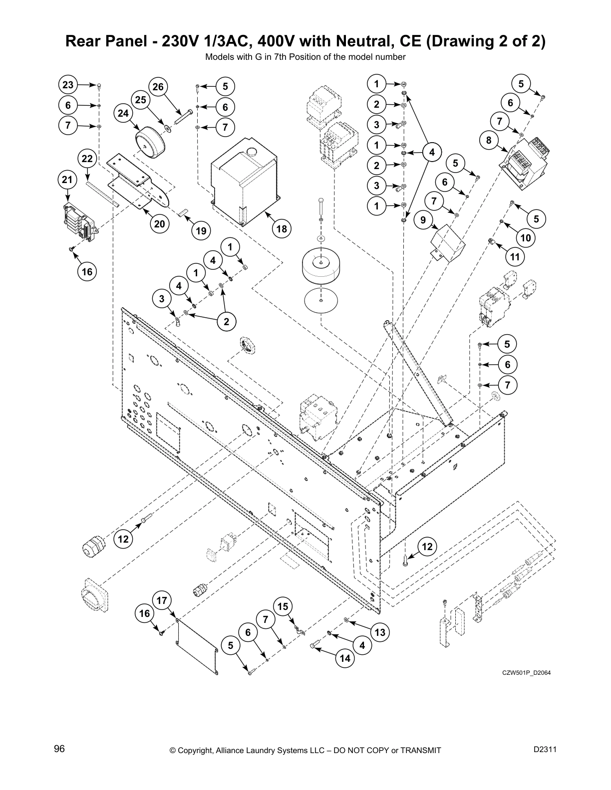 Rear Panel - 230V 1/3AC, 400V with Neutral, CE (Drawing 2 of 2)