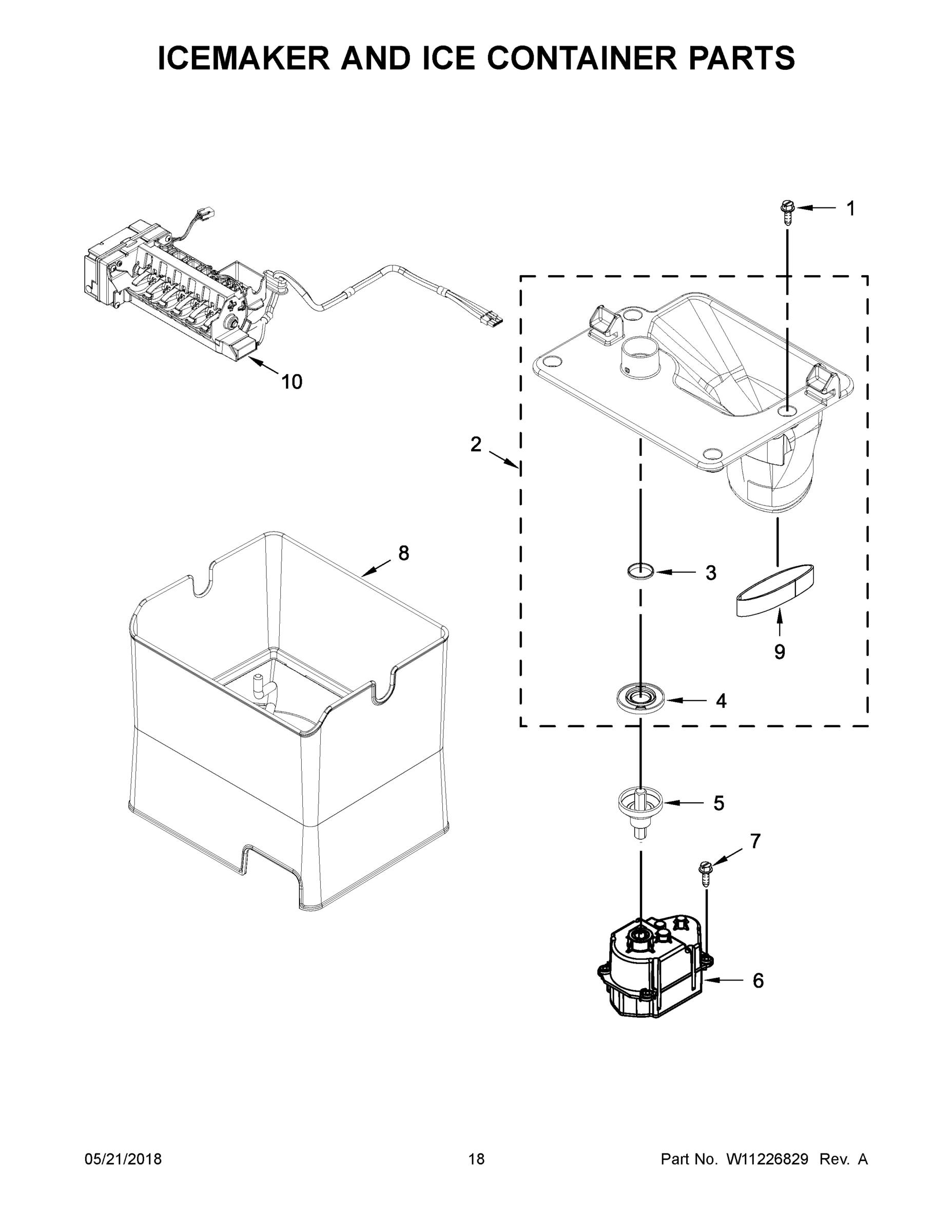 10 - ICEMAKER AND ICE CONTAINER PARTS