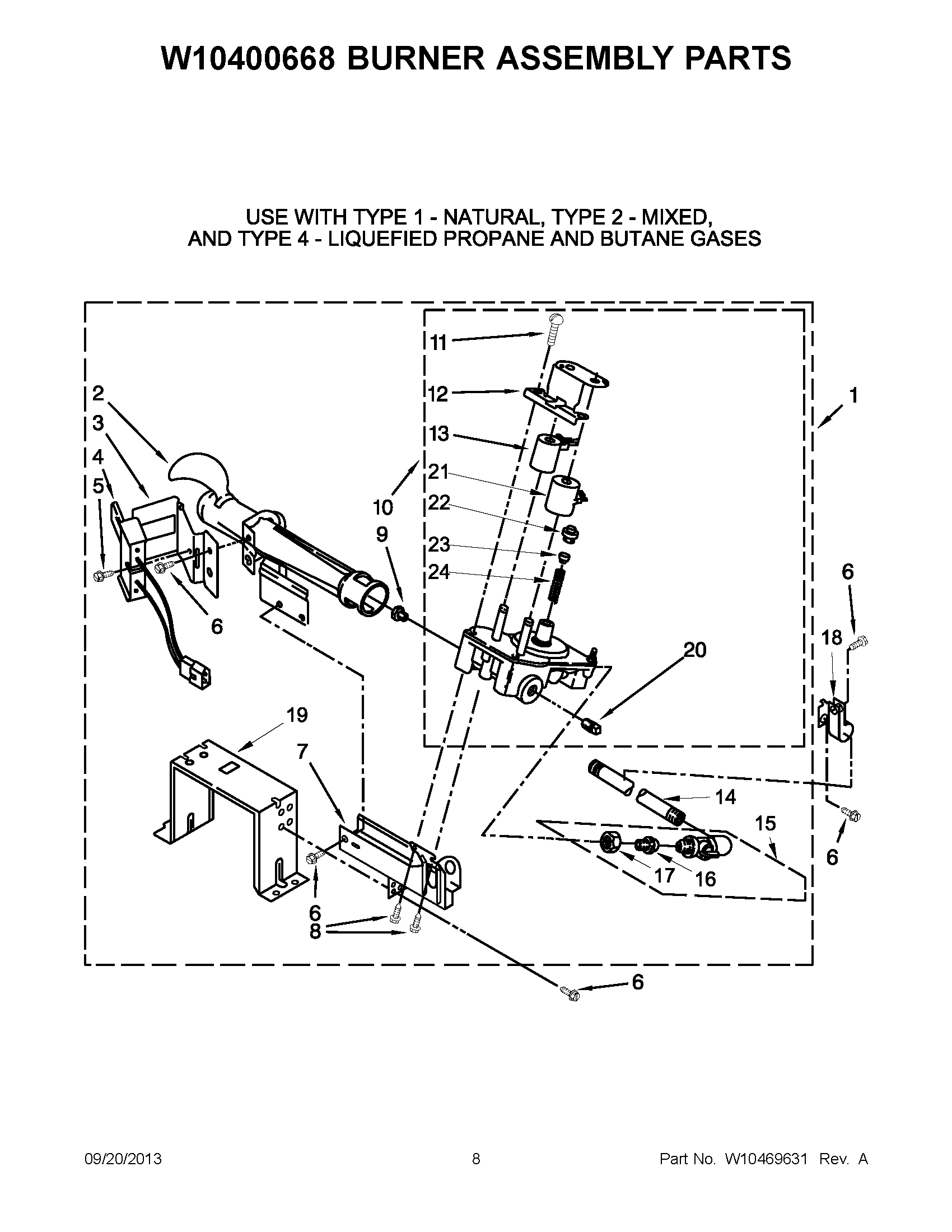 05 - W10400668 BURNER ASSEMBLY PARTS