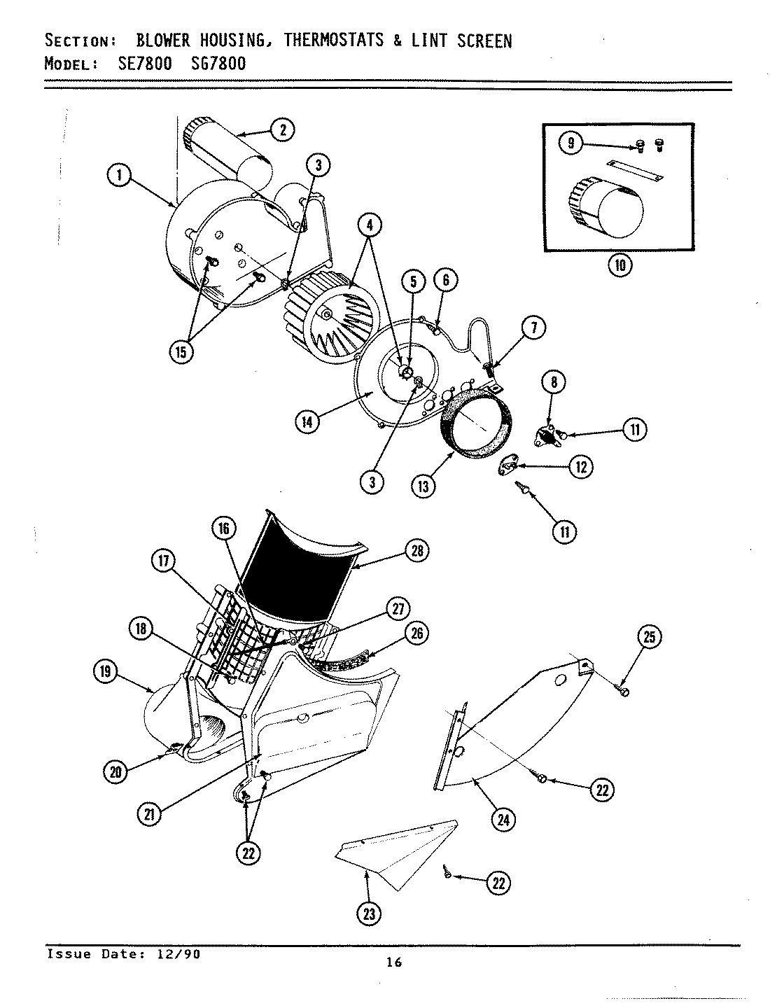 02 - BLOWER HOUSING/THERMOSTATS & LINT SCREEN