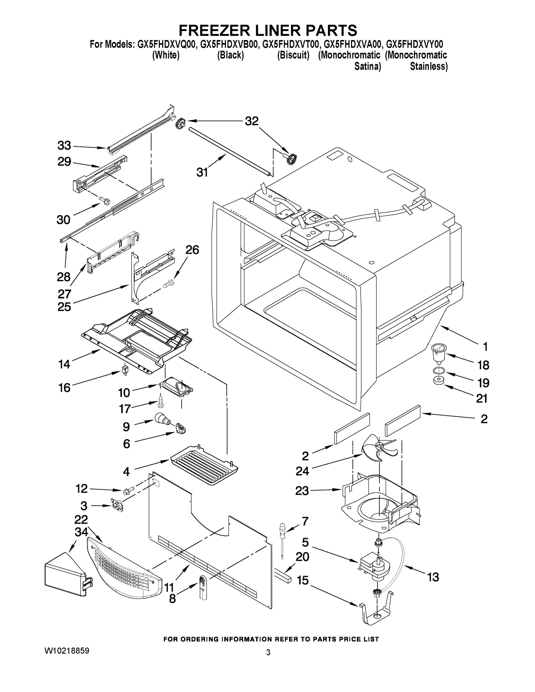 02 - FREEZER LINER PARTS