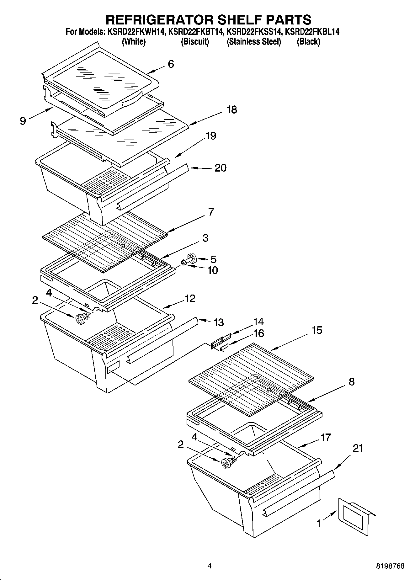 03 - REFRIGERATOR SHELF PARTS