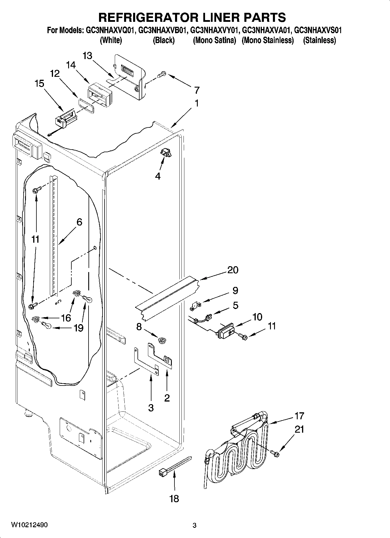 02 - REFRIGERATOR LINER PARTS
