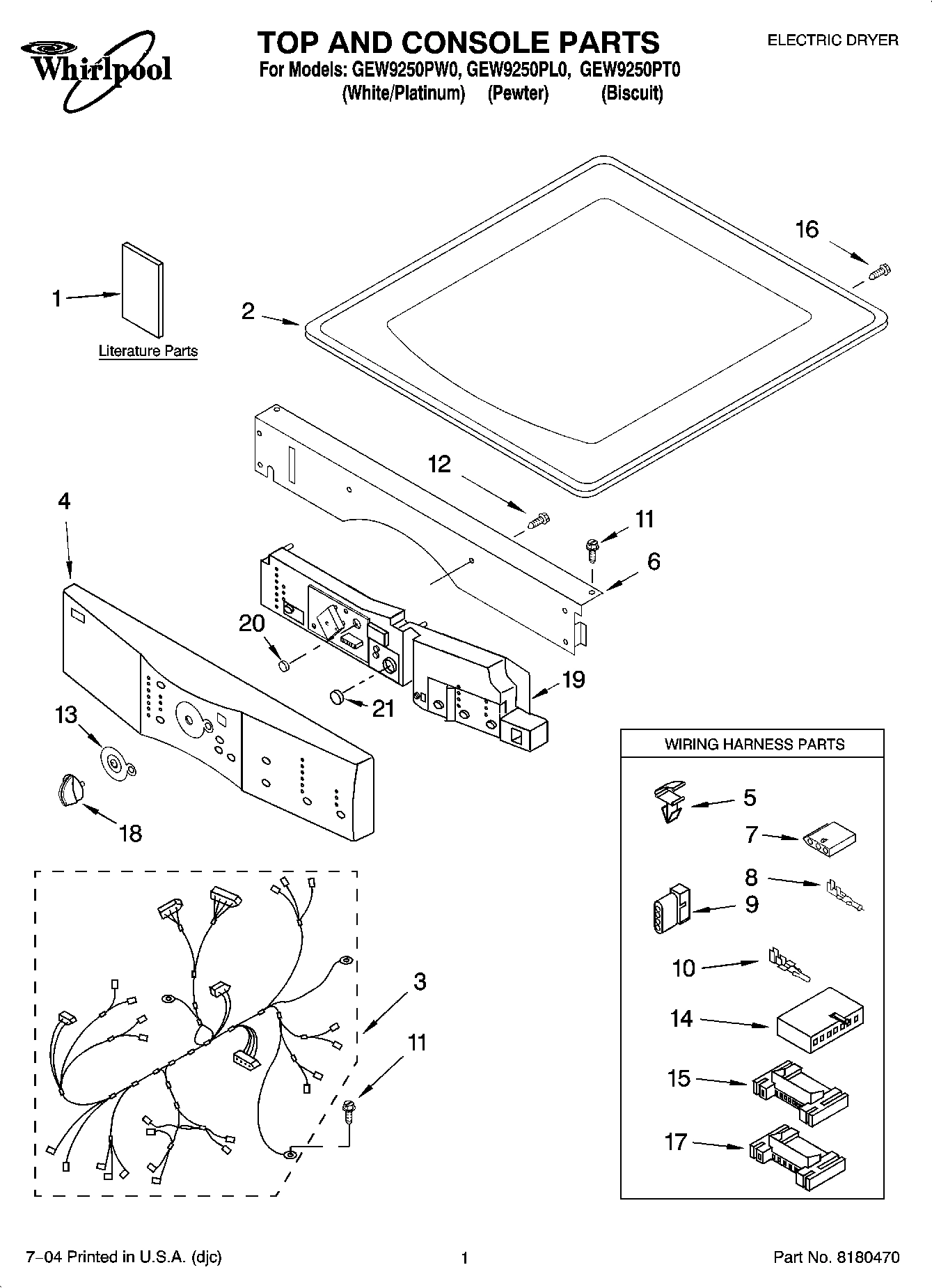 01 - TOP AND CONSOLE PARTS