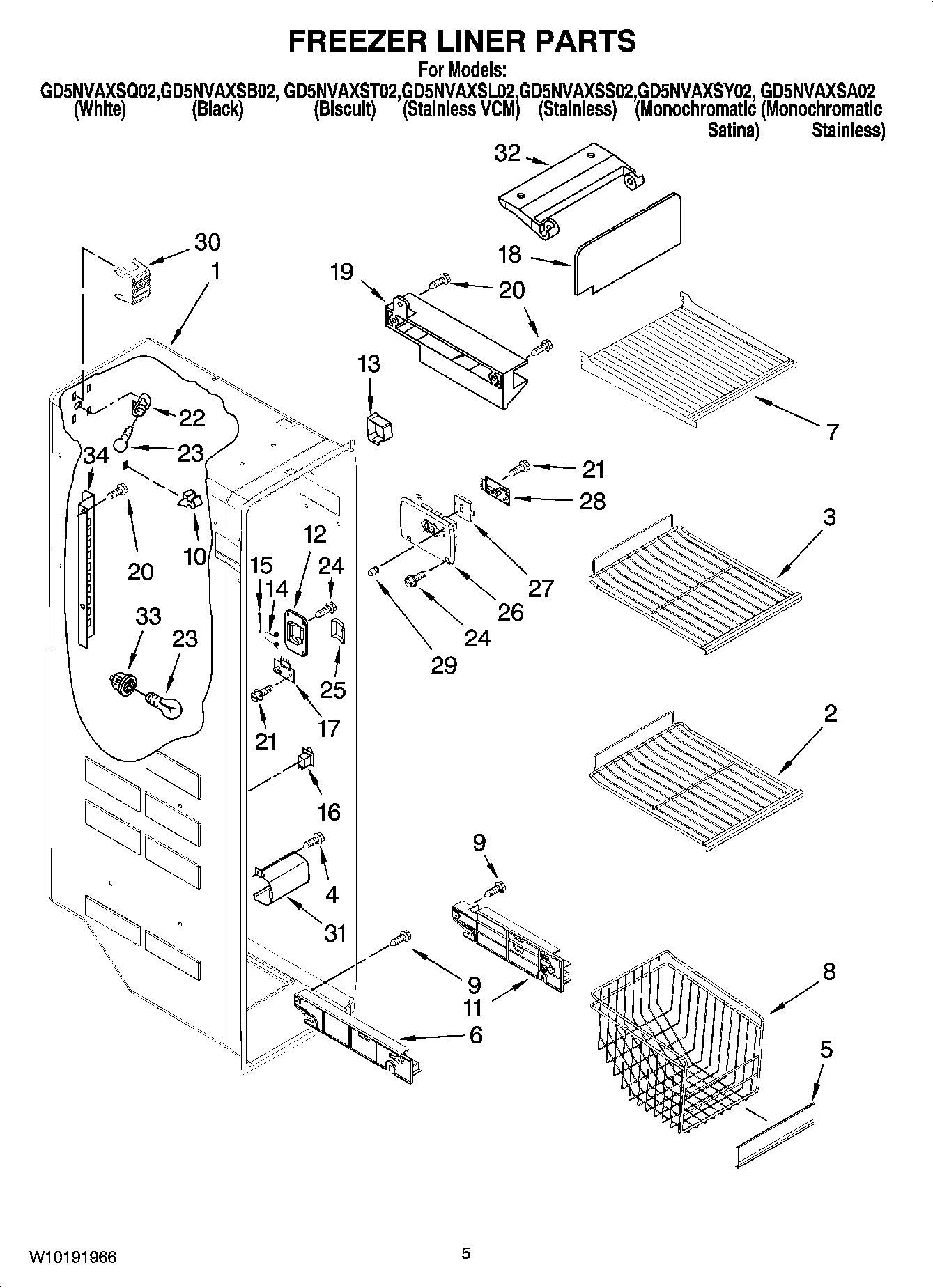 04 - FREEZER LINER PARTS