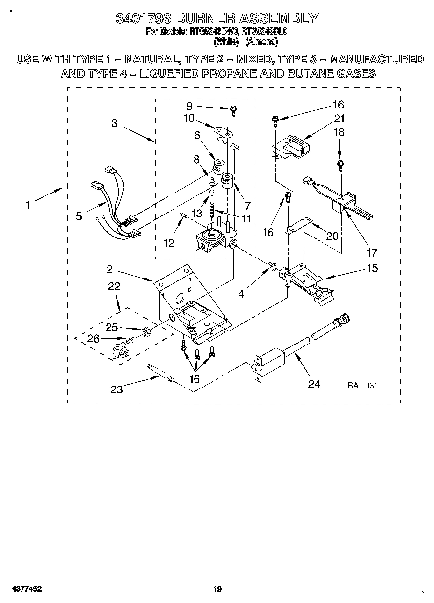 16 - 3401796 BURNER ASSEMBLY
