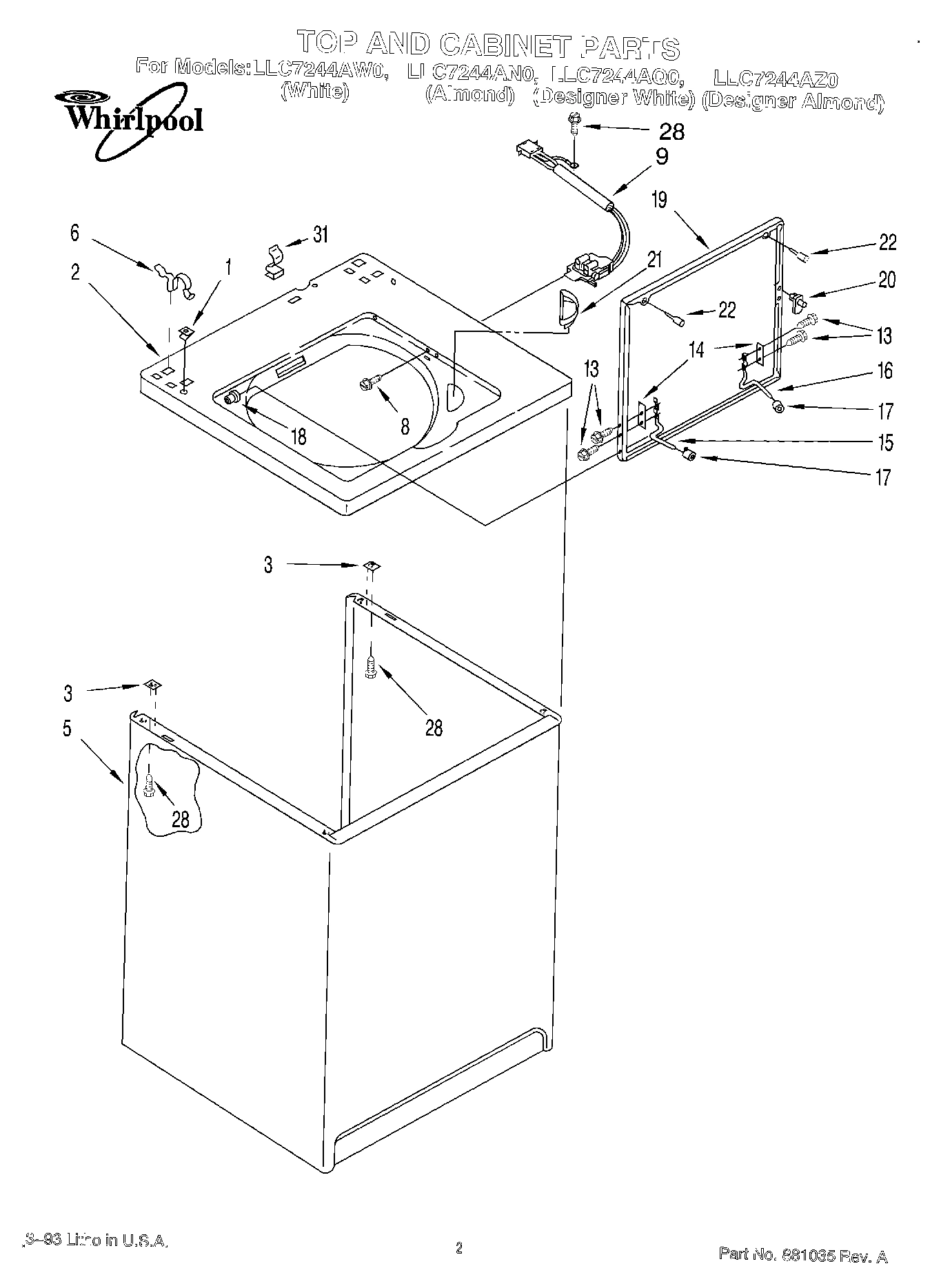 01 - TOP AND CABINET, LIT/OPTIONAL