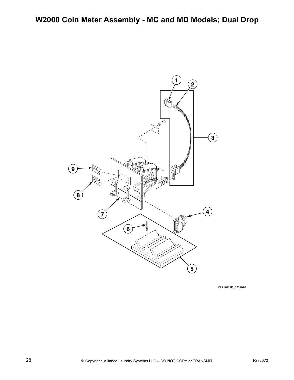 W2000 Coin Meter Assembly - MC and MD Models; Dual Drop