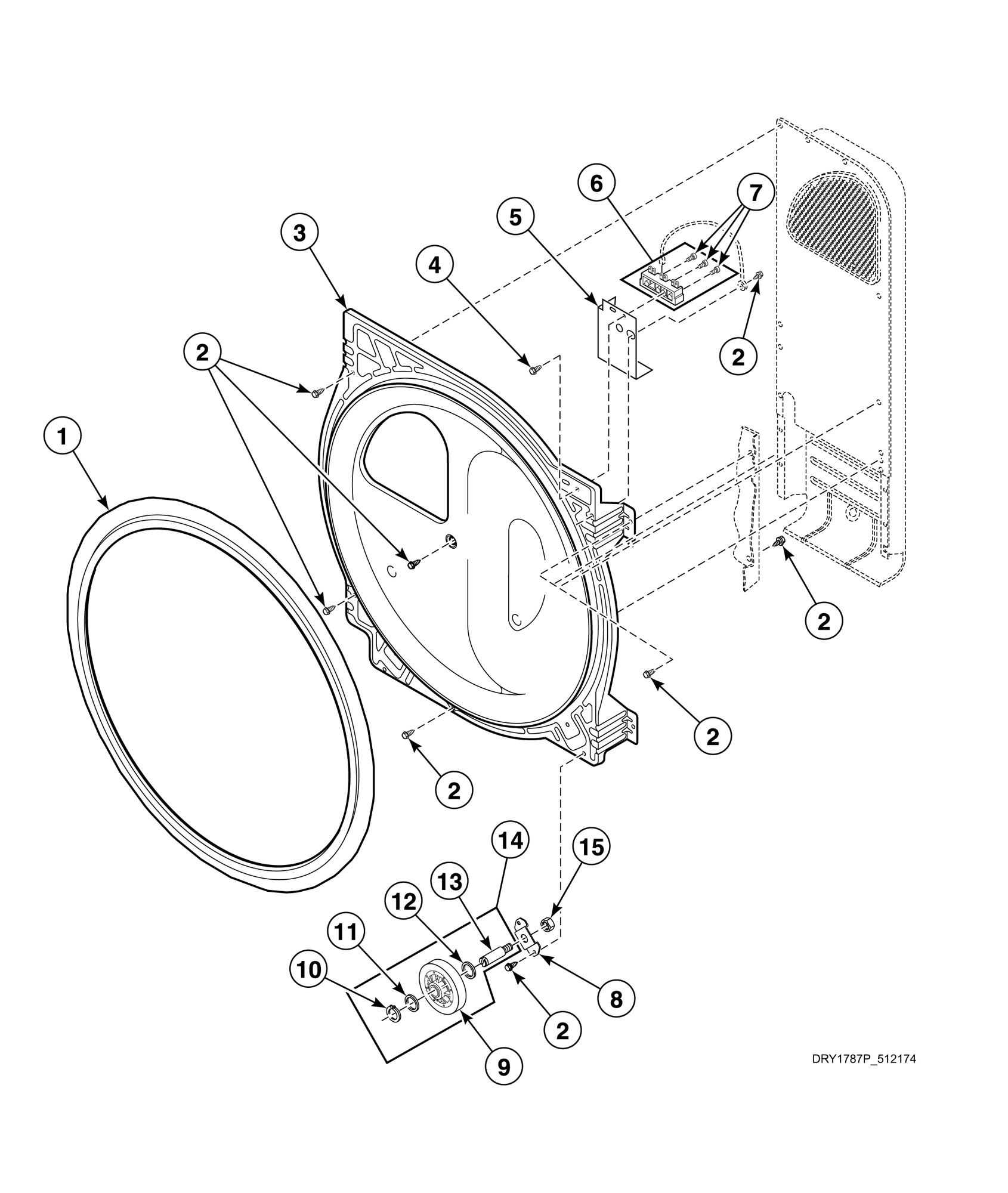 Rear Bulkhead, Felt Seal, Cylinder Roller and Terminal Block