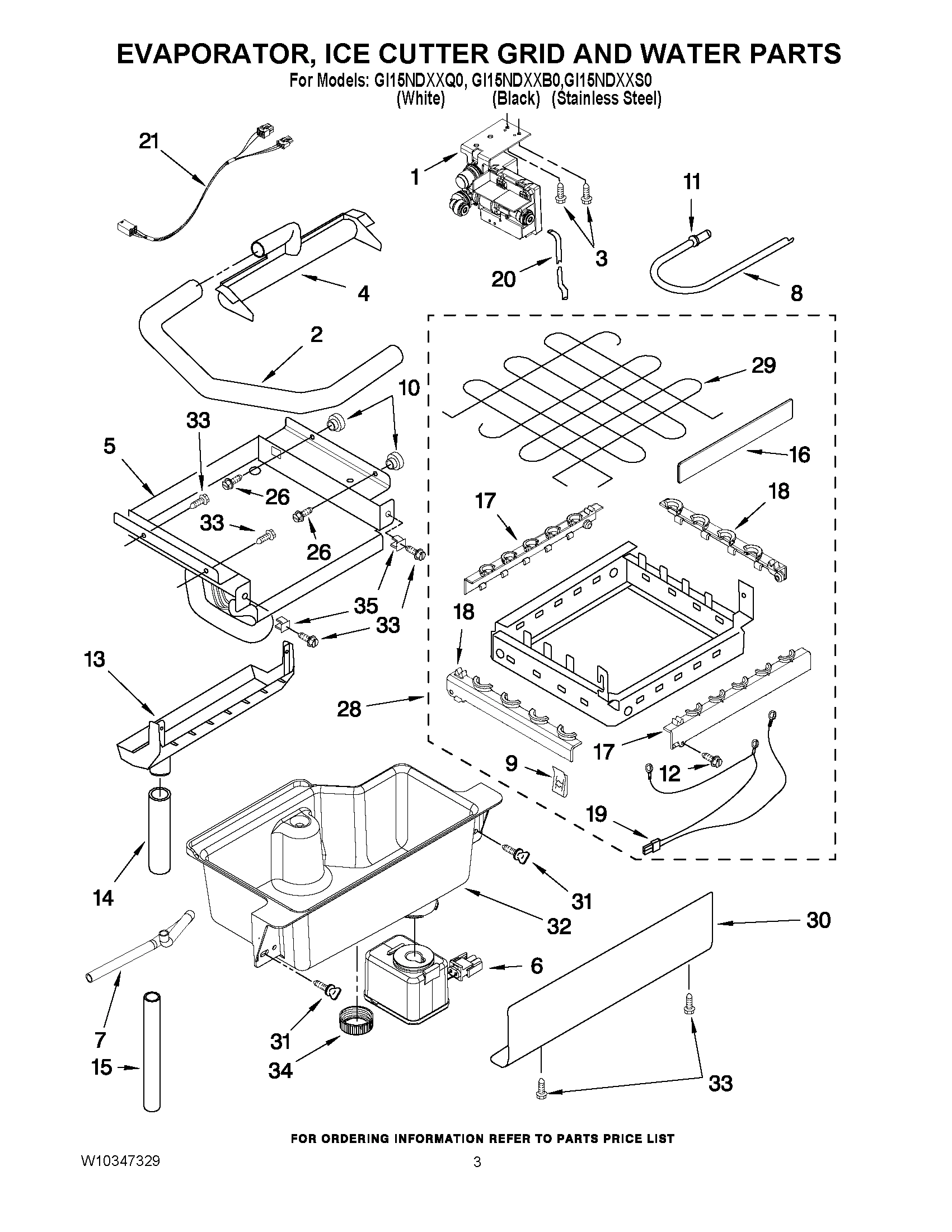 02 - EVAPORATOR, ICE CUTTER GRID AND WATER PARTS