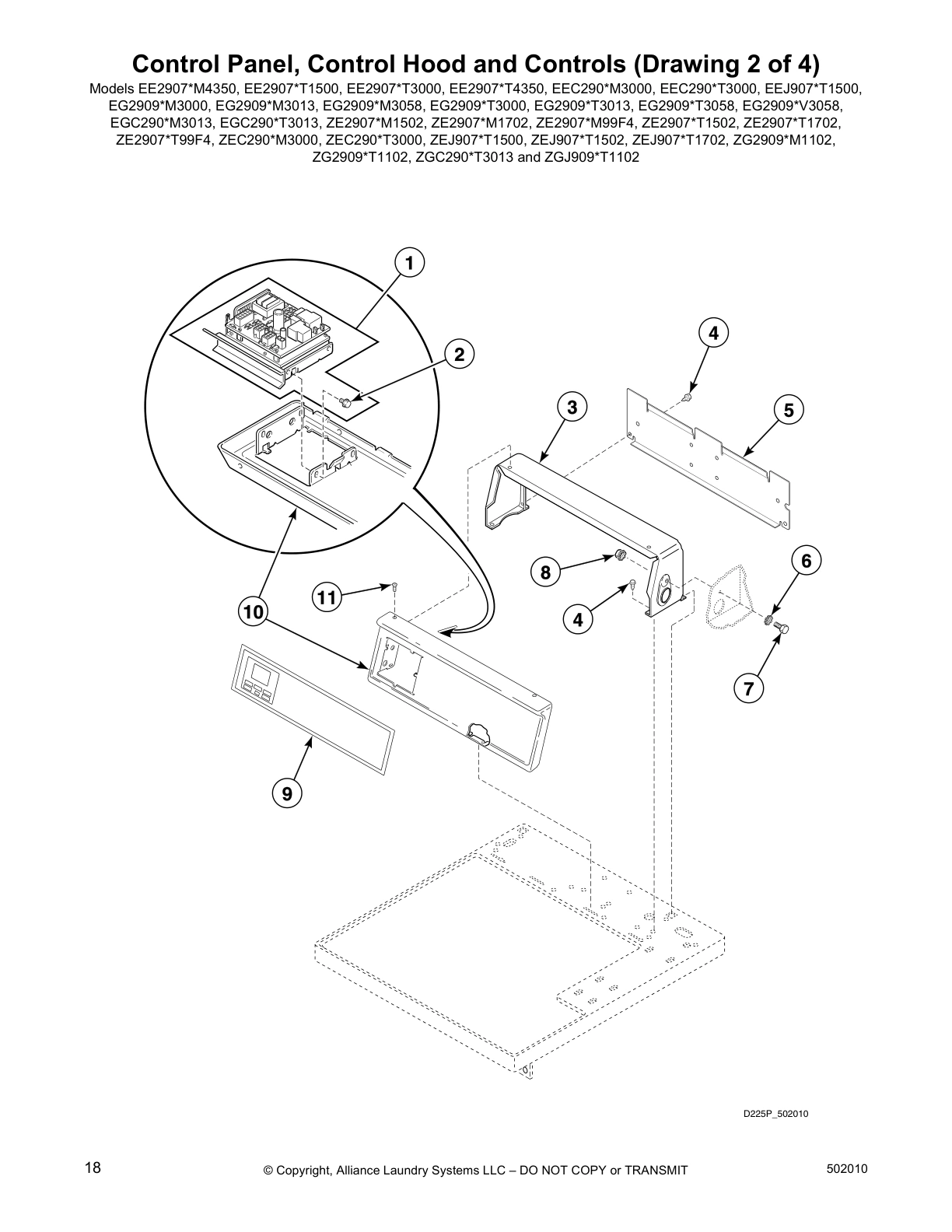 Control Panel, Control Hood and Controls (Drawing 2 of 4)