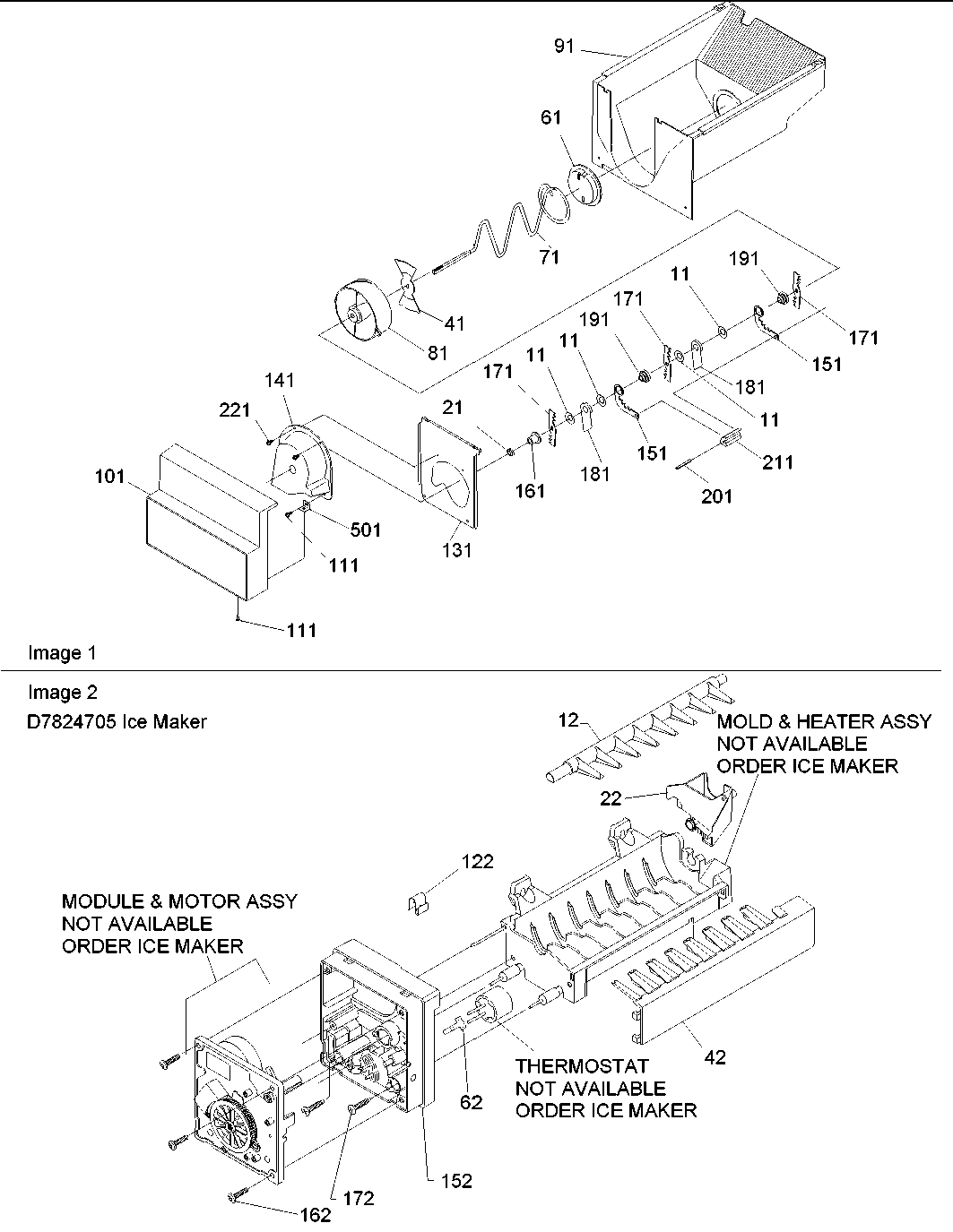 09 - Ice Bucket Auger & Ice Maker Parts