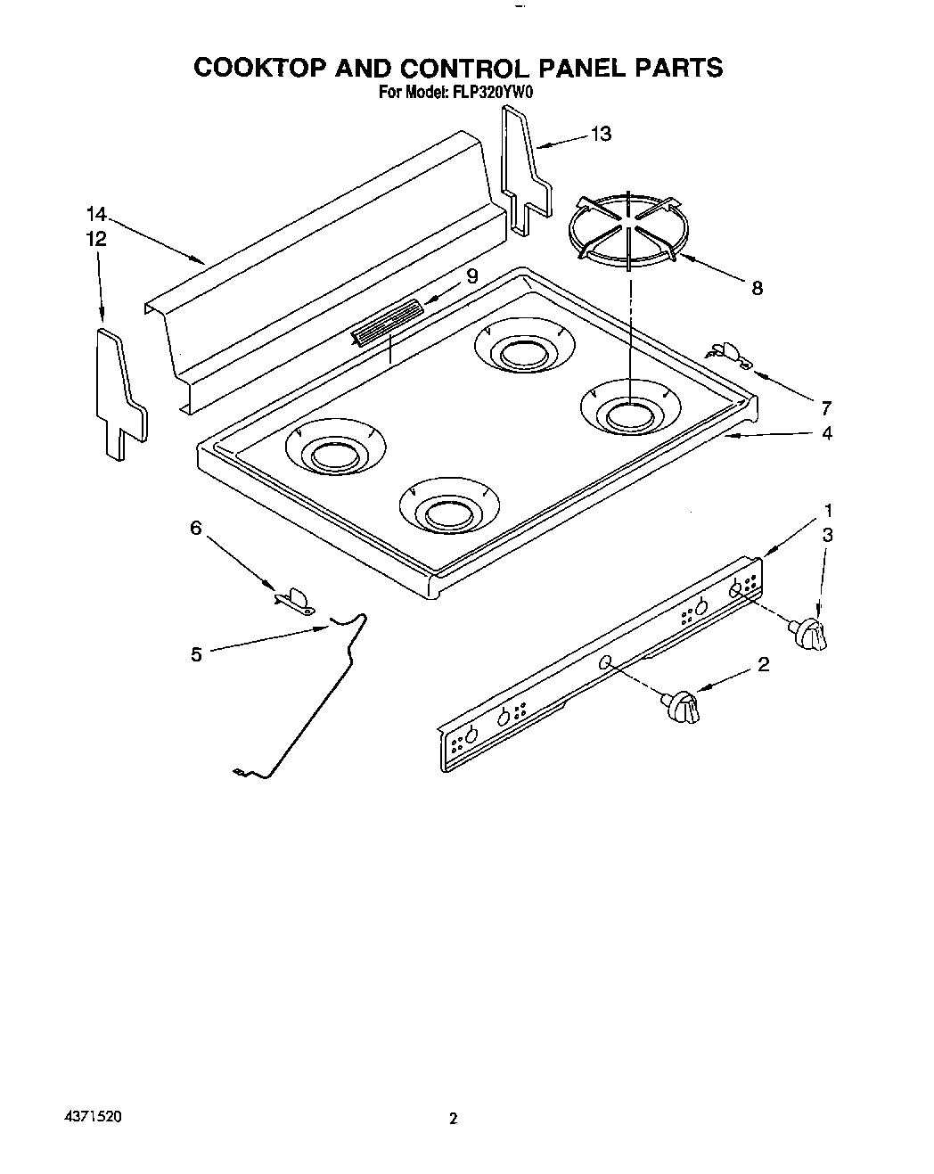 02 - COOKTOP AND CONTROL PANEL, LIT/OPTI