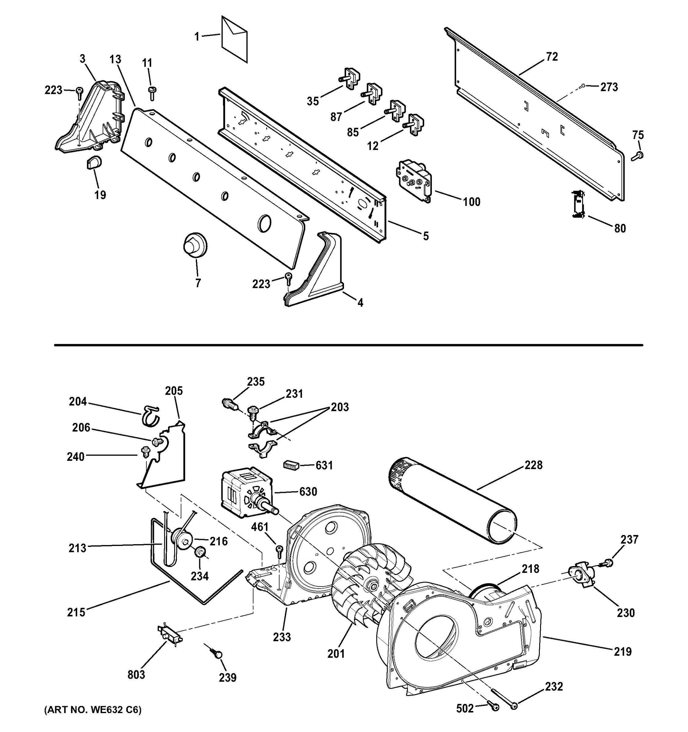 BACKSPLASH, BLOWER & MOTOR ASSEMBLY